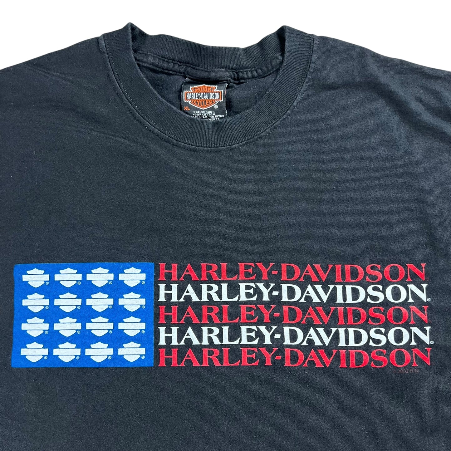Vintage 2002 Harley Davidson Motorcycles American flag tee (XL)