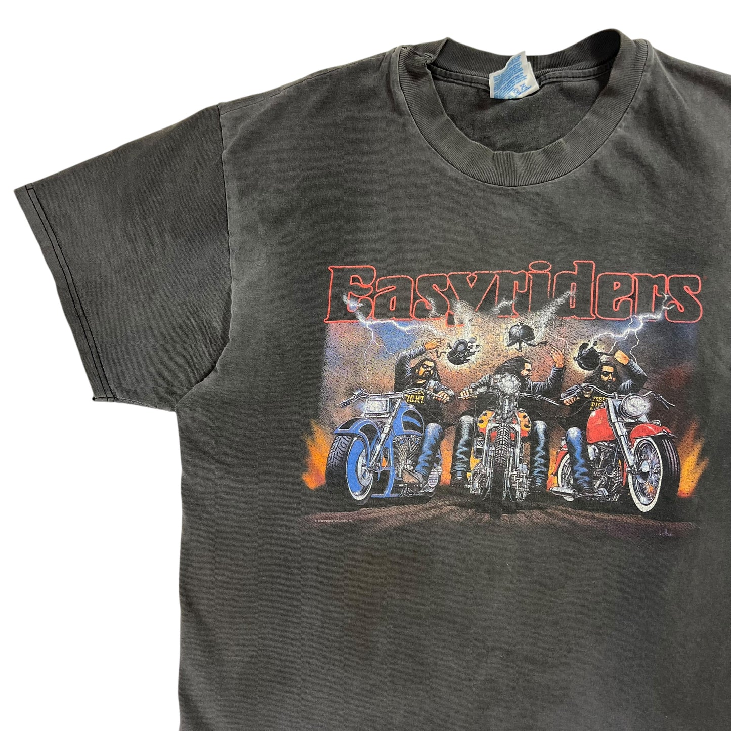 Vintage 90s Easyriders motorcycles thrashed biker tee (L)