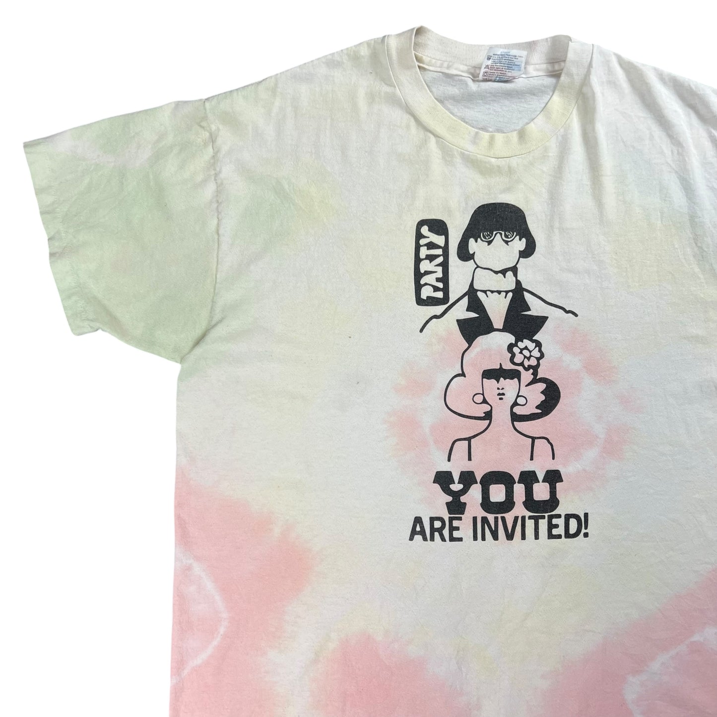 Vintage 90s Party You Are Invited! tie dye tee (XL)