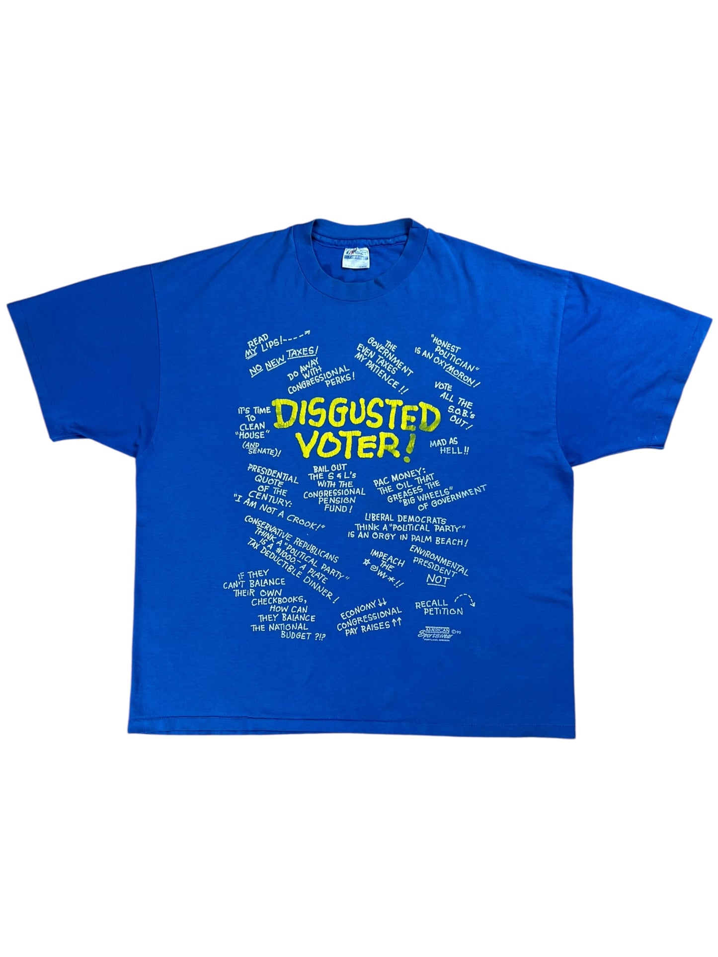 Vintage 1992 Disgusted Voter! Political Protest tee (XXL)