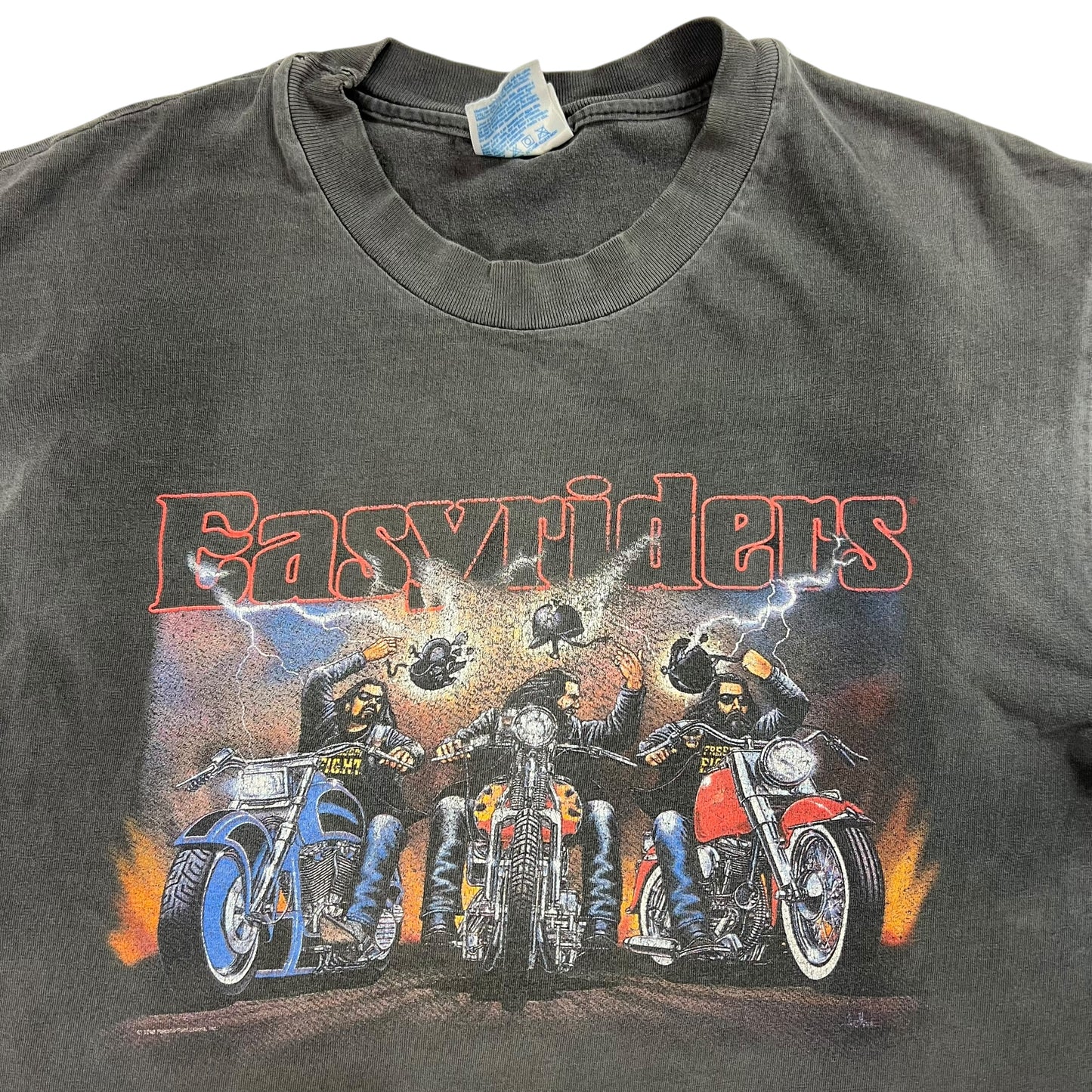 Vintage 90s Easyriders motorcycles thrashed biker tee (L)