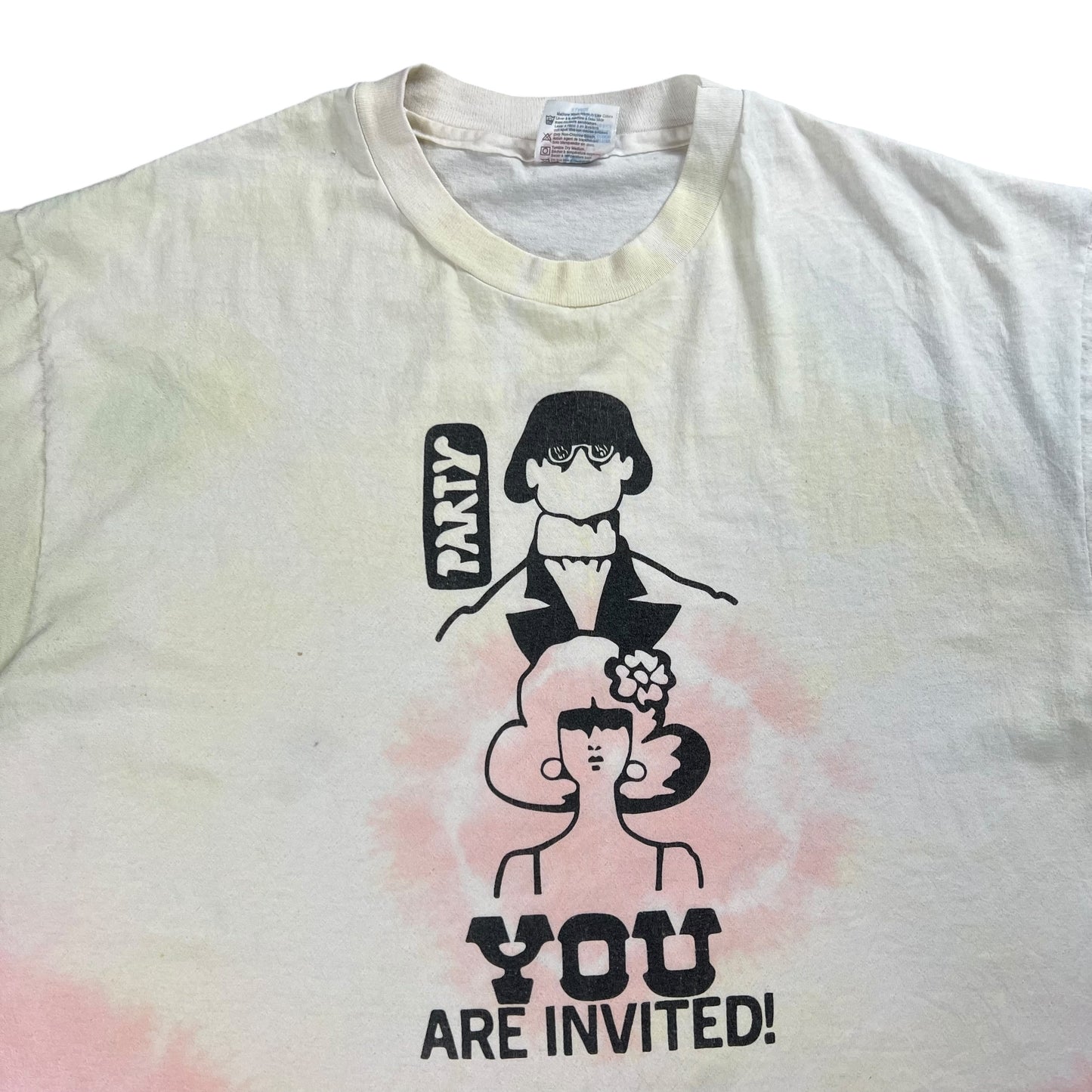 Vintage 90s Party You Are Invited! tie dye tee (XL)