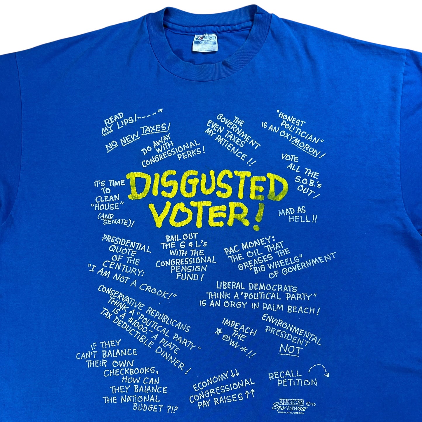 Vintage 1992 Disgusted Voter! Political Protest tee (XXL)