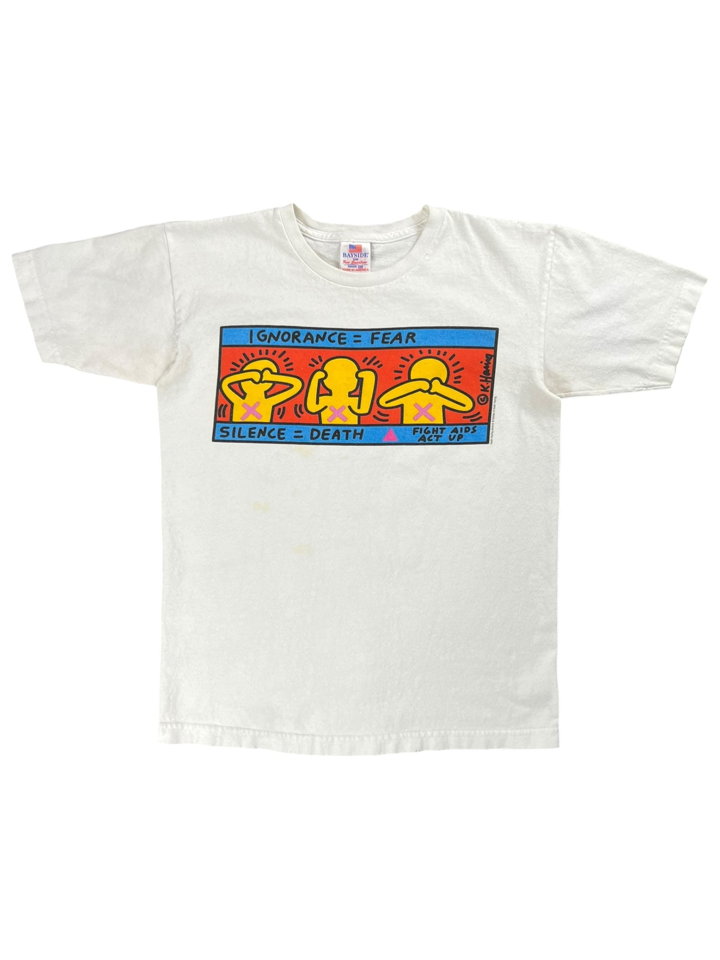 Vintage Y2K Keith Haring FIGHT AIDS ACT UP art tee (S)