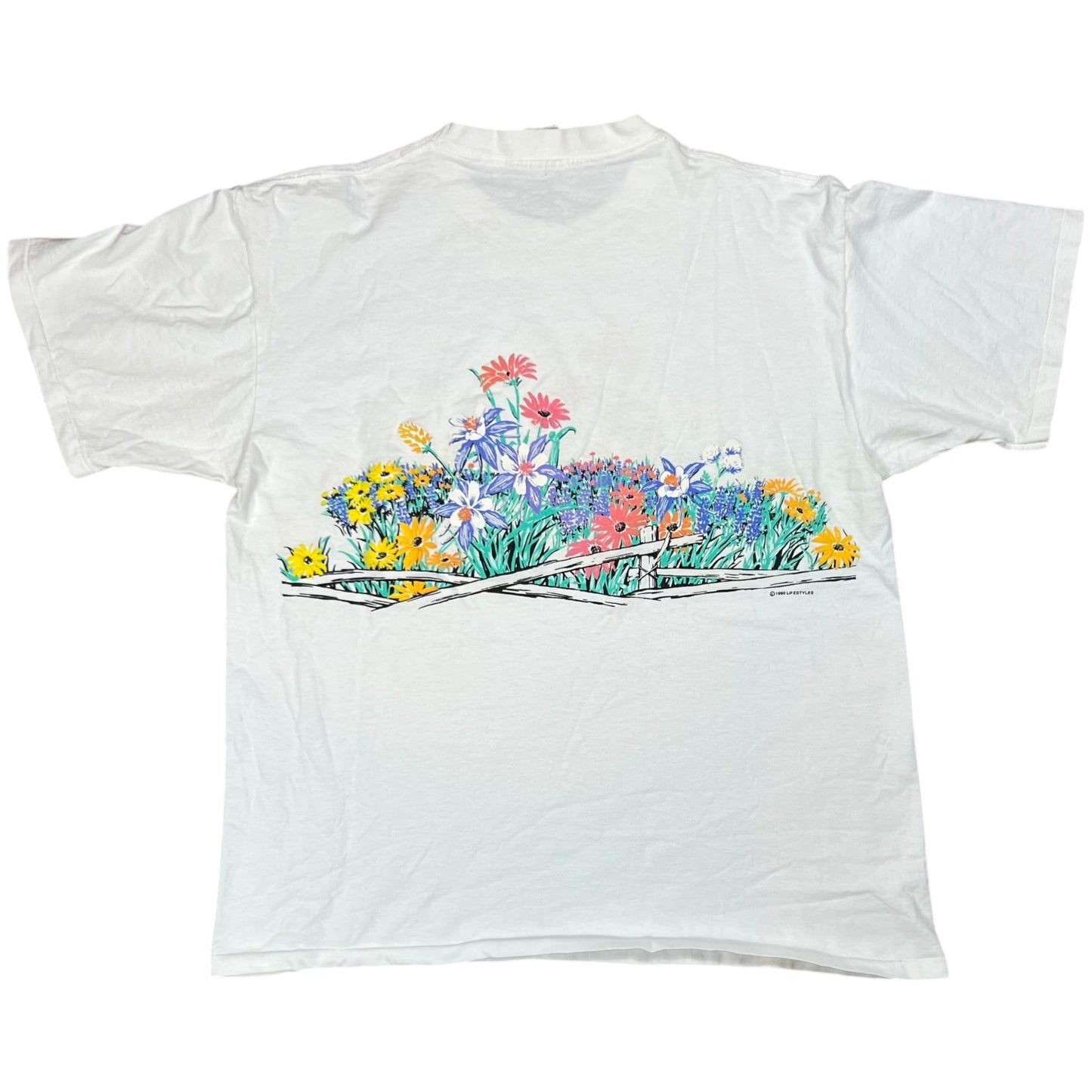 Vintage 1990 Frankenmuth Michigan flowers wrap around print tee (XL)