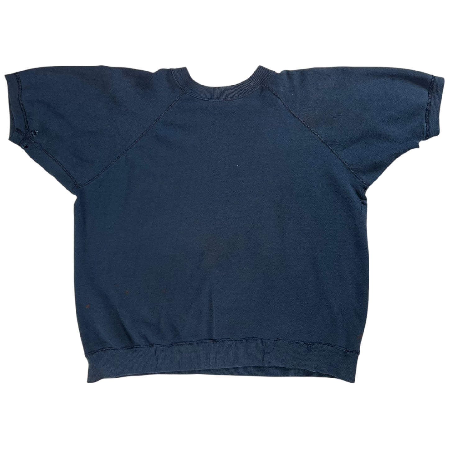 Vintage 1970s navy blue faded worn short sleeve crewneck (L)