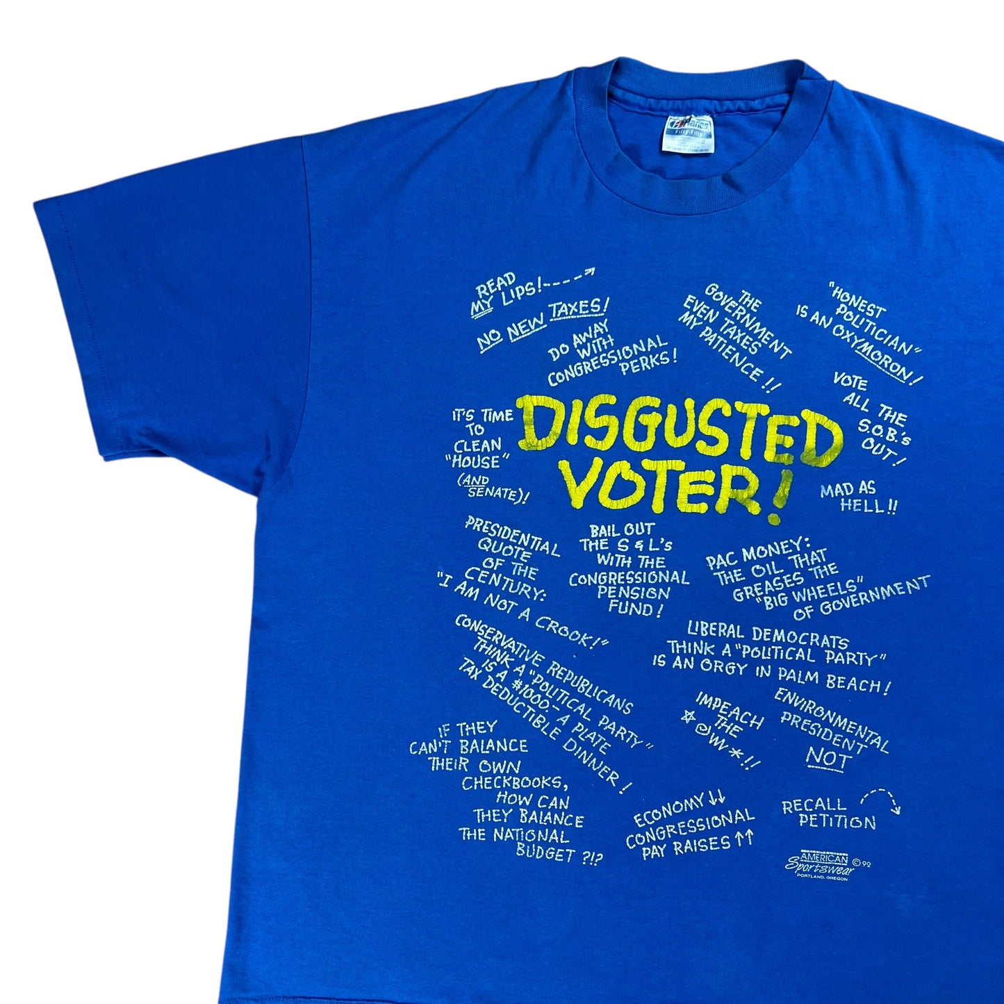 Vintage 1992 Disgusted Voter! Political Protest tee (XXL)