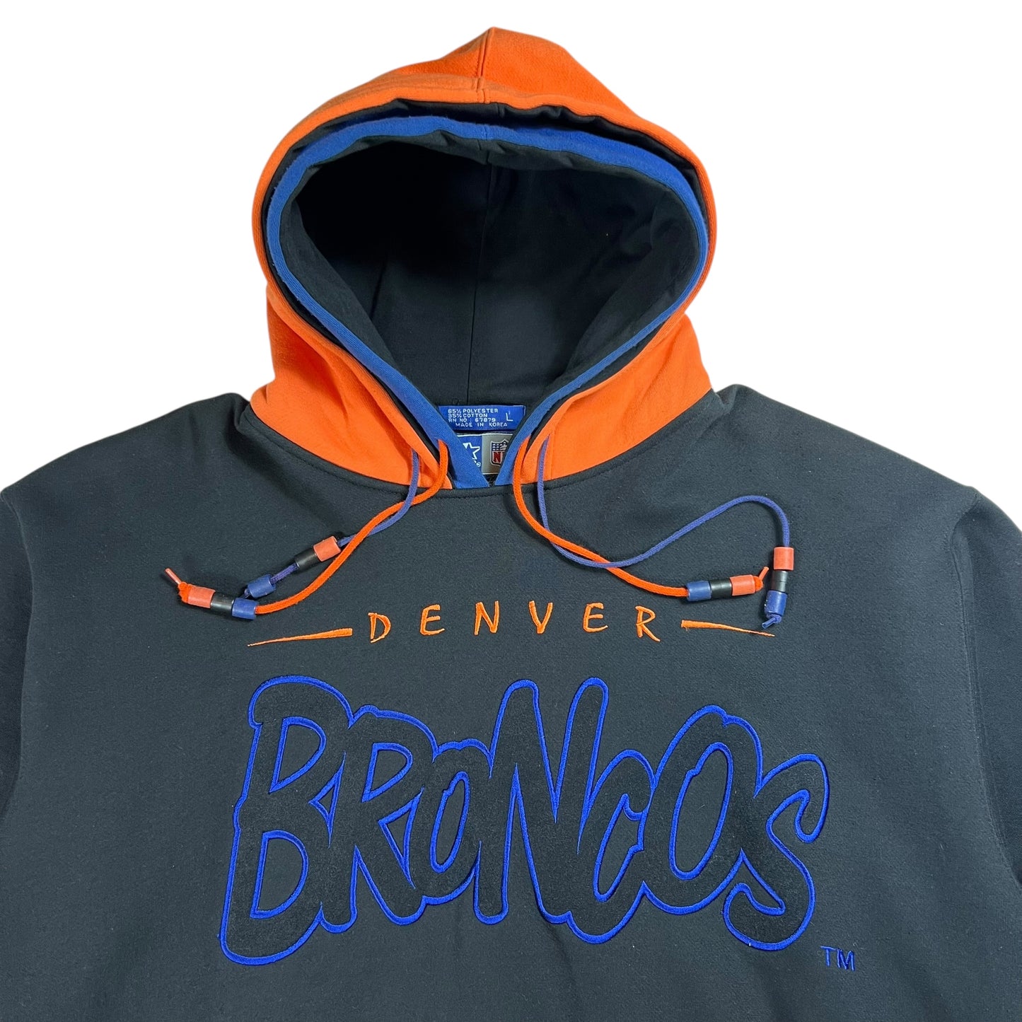 Vintage 90s Starter Denver Broncos double hood bubble graffiti hoodie (L)