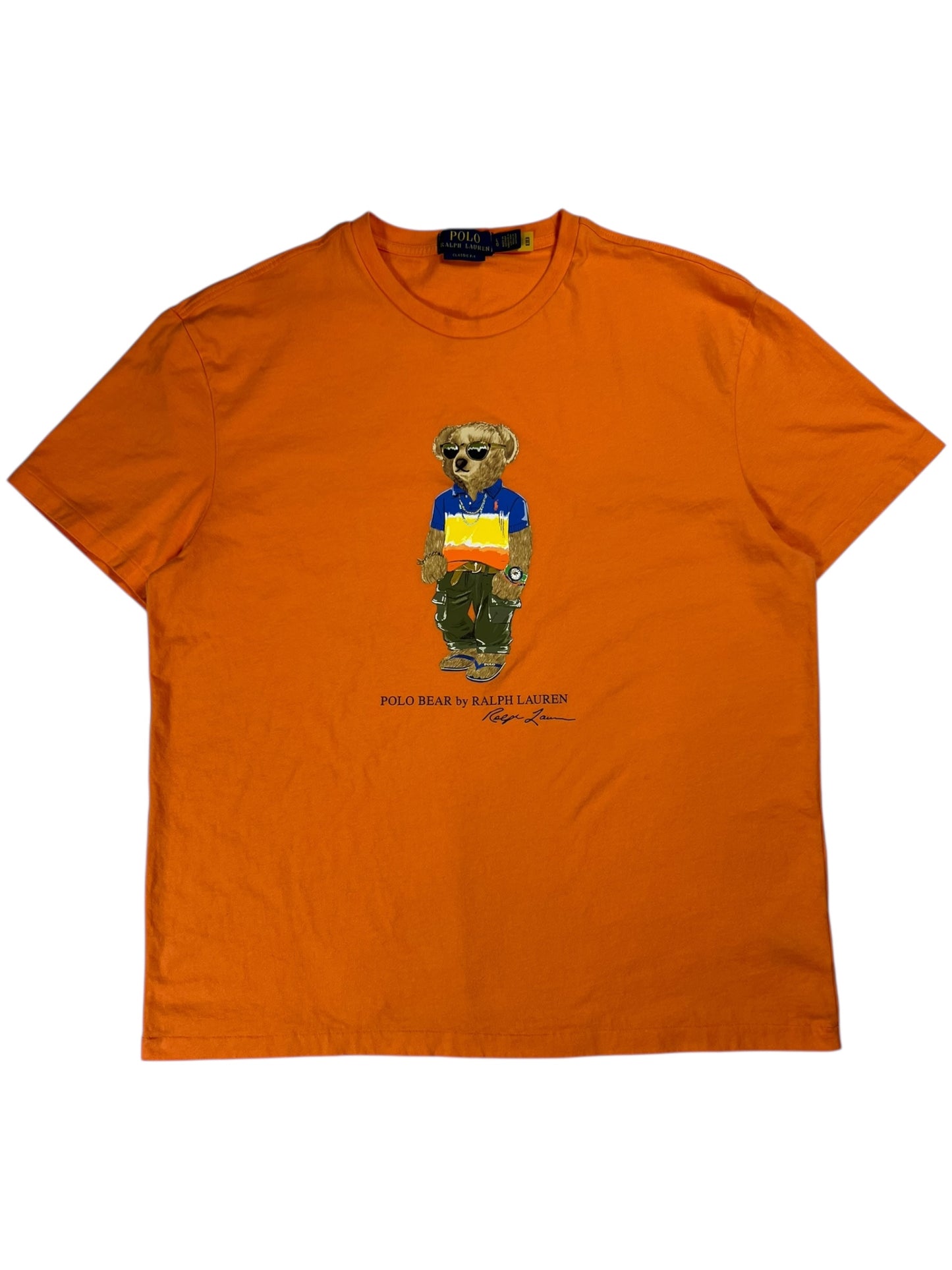 Y2K Polo Ralph Lauren Polo Bear orange tee (L)