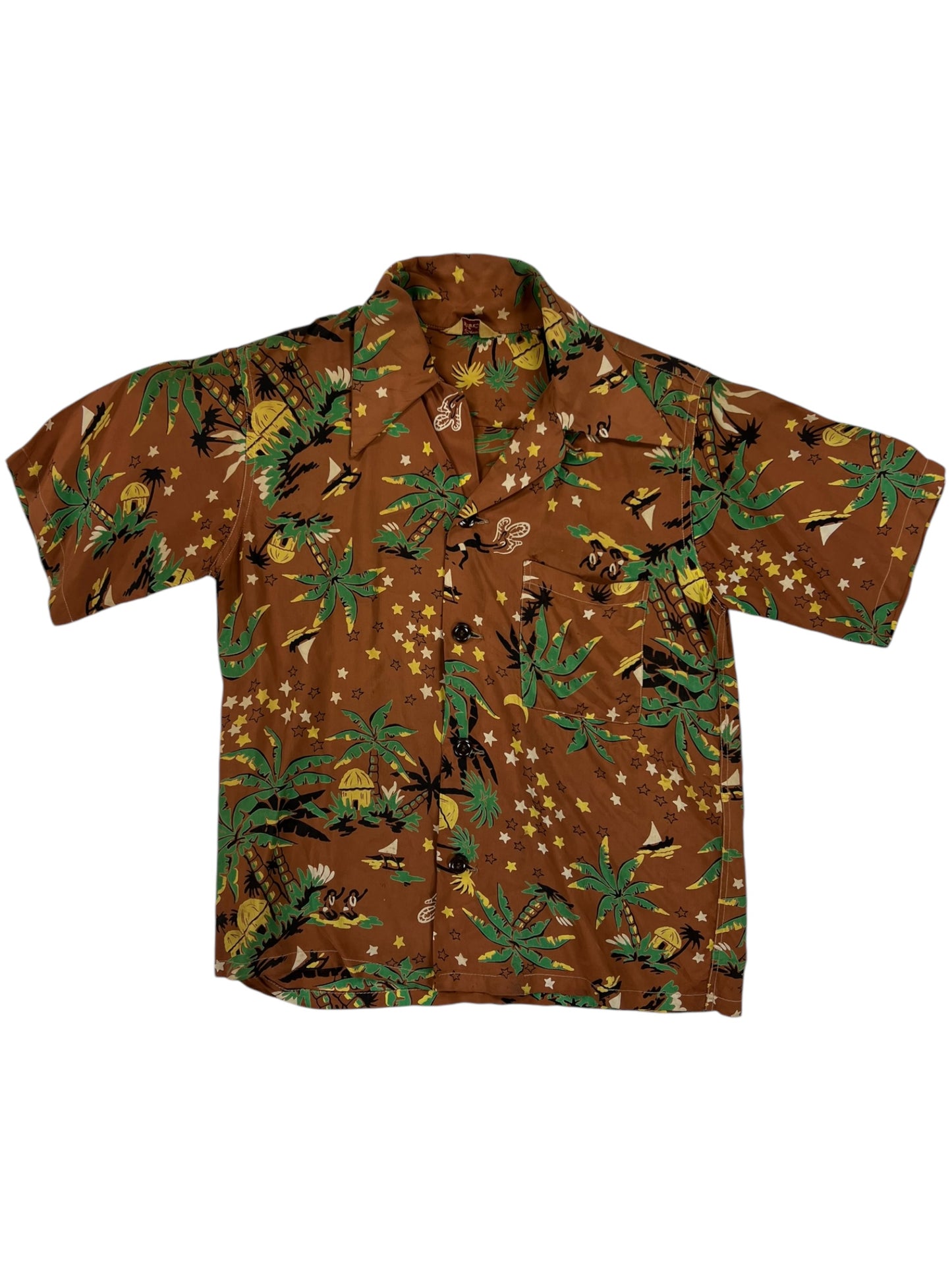 Vintage 1960s Flight Club loop bar youth Hawaiian shirt (M)
