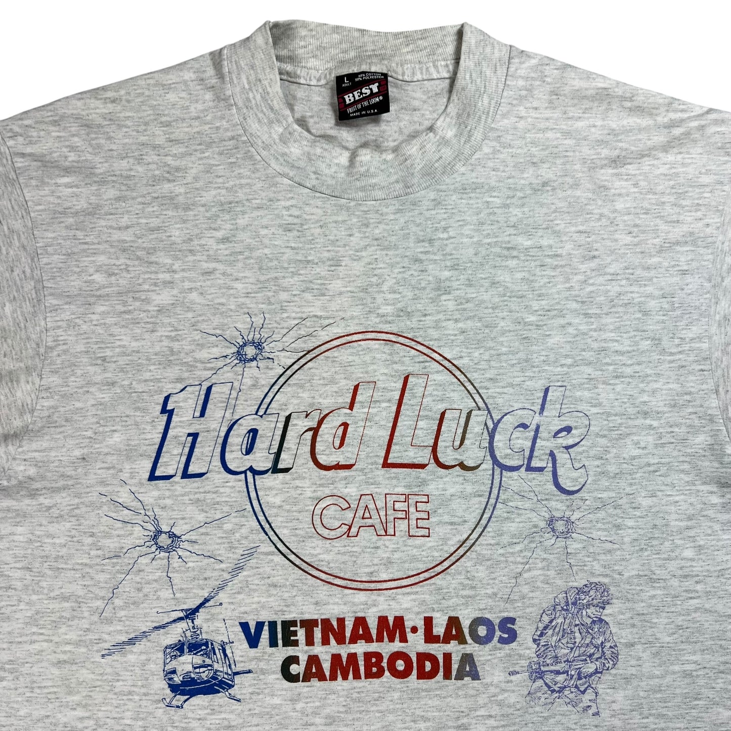 Vintage 80s Hard Luck Cafe American Militarism tee (L)