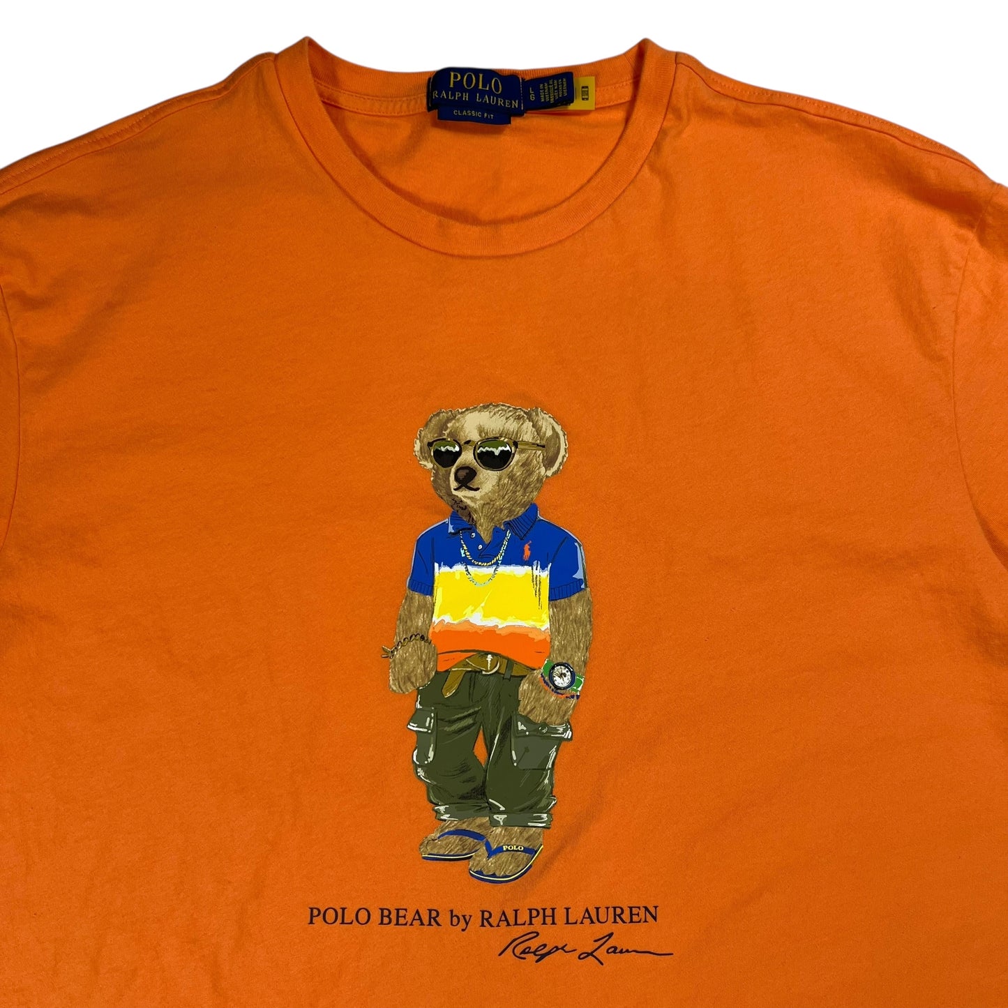 Y2K Polo Ralph Lauren Polo Bear orange tee (L)