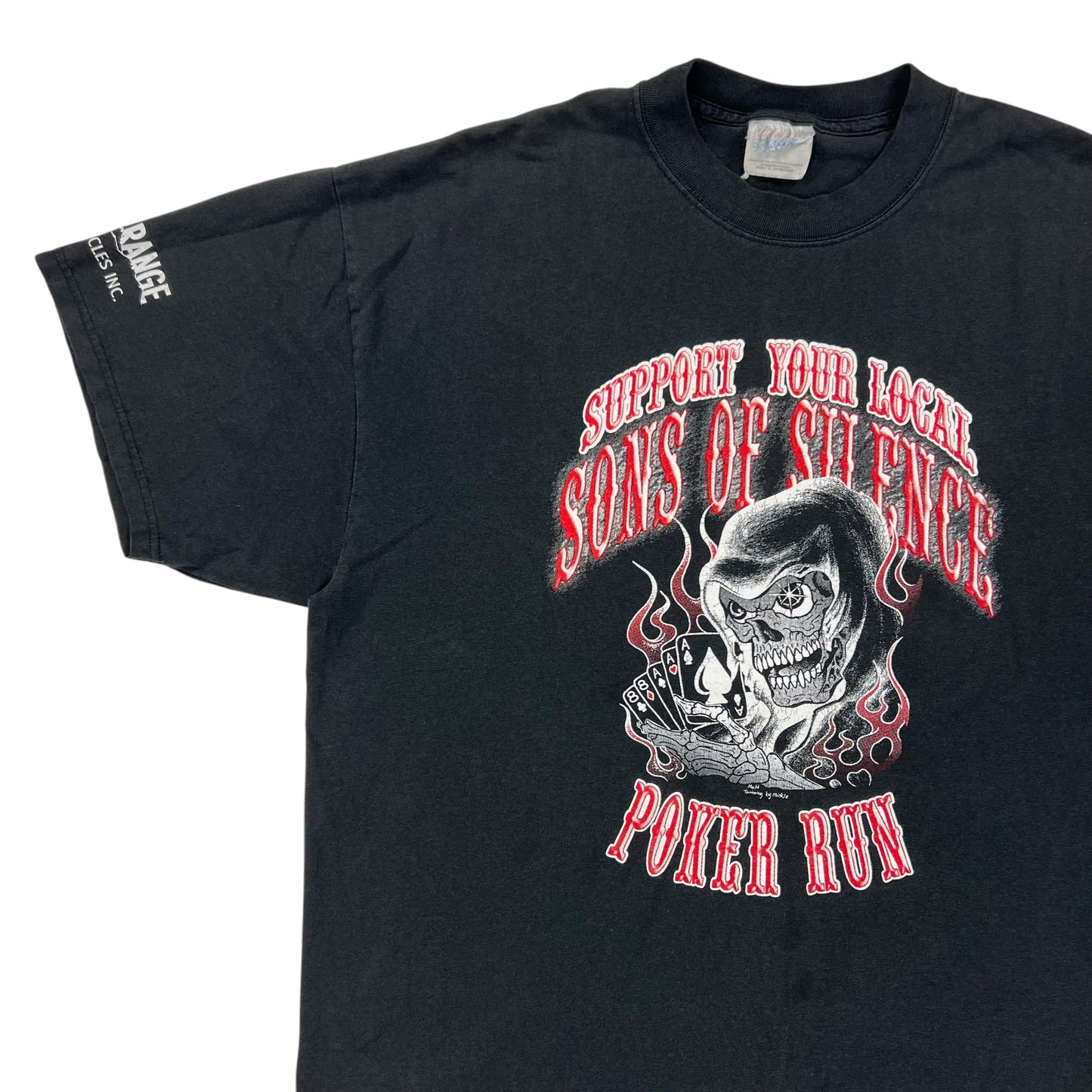 Vintage 1998 Sons of Silence outlaw biker club poker run tee (XL)