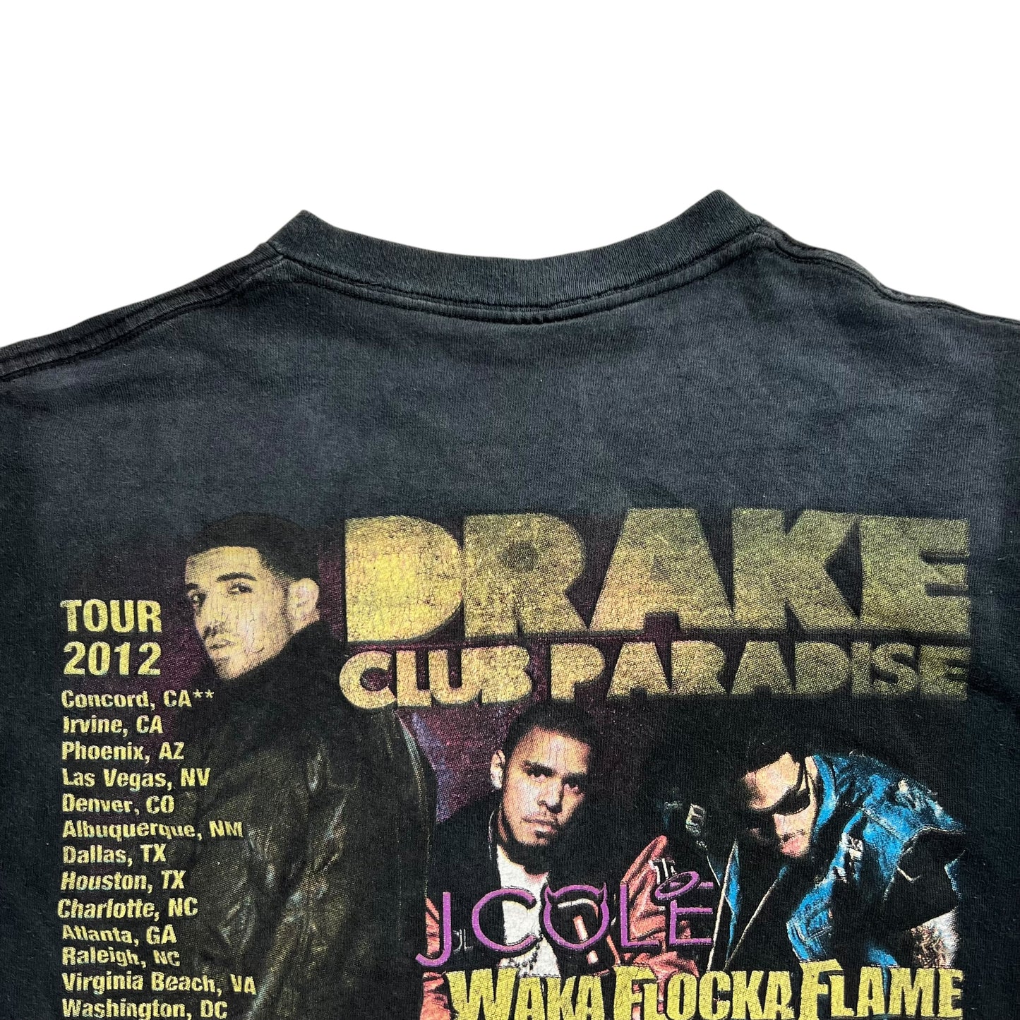 2012 Drake Club Paradise J Cole Meek Mill Waka Flocka Flame 2 Chainz French Montana rap tee (L)