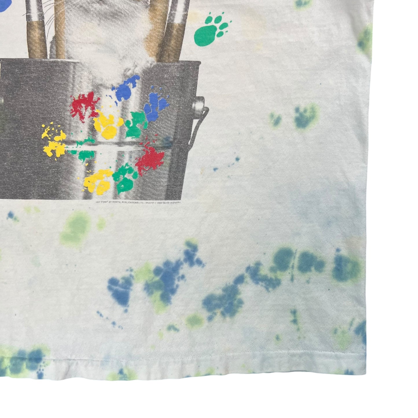 Vintage 1993 I’m not messy, I’m creative! tie dye cat tee (L)