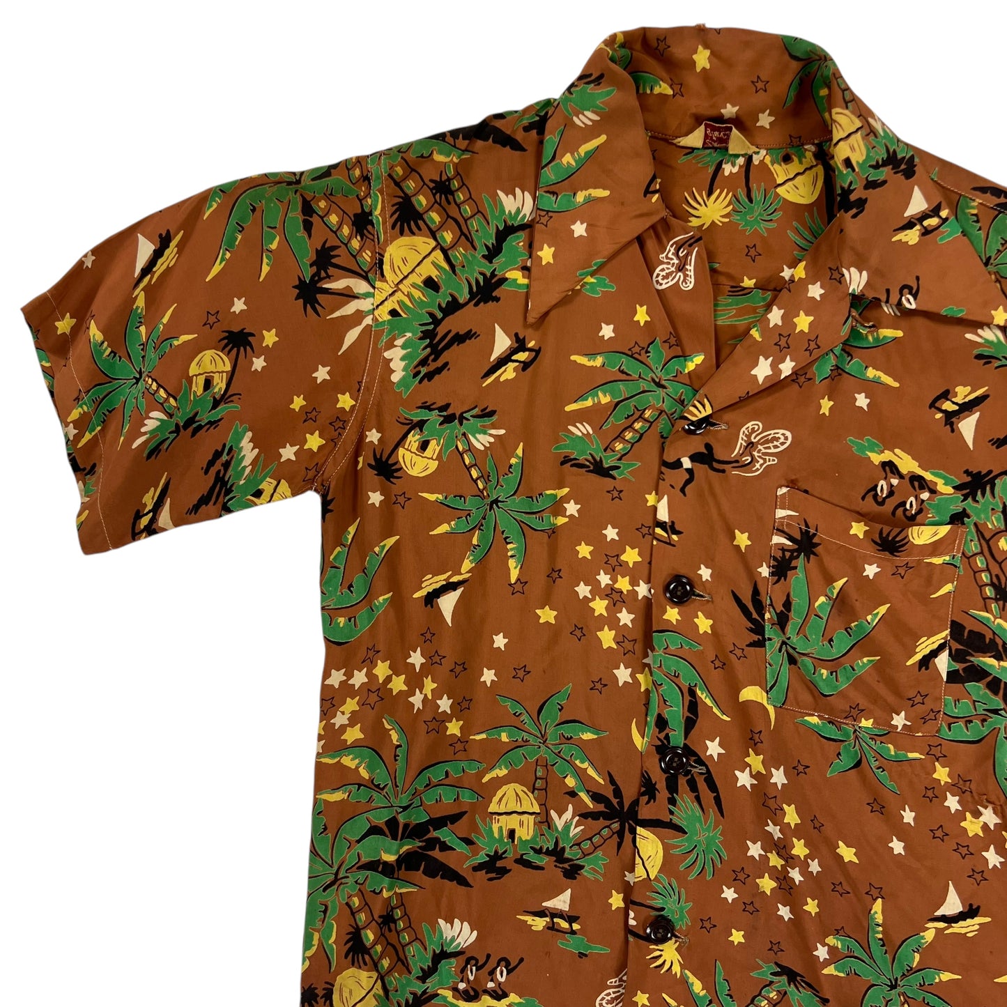 Vintage 1960s Flight Club loop bar youth Hawaiian shirt (M)