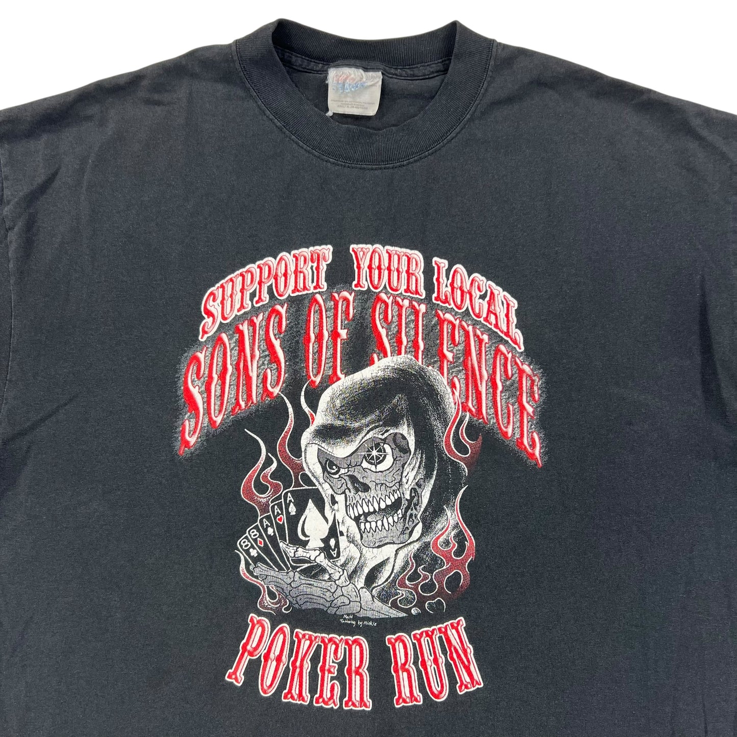 Vintage 1998 Sons of Silence outlaw biker club poker run tee (XL)