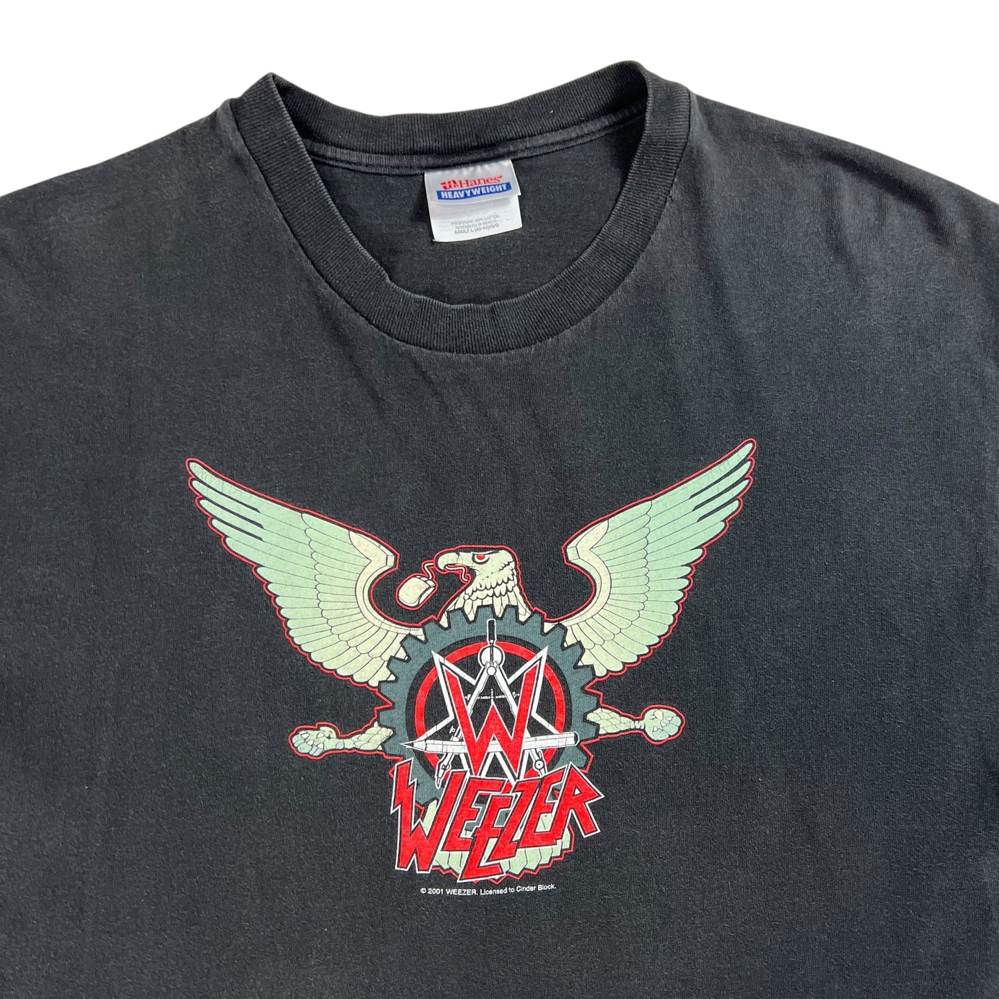 Vintage 2001 Weezer Slayer ripped logo Geektanic Weezmacht band tee (L)