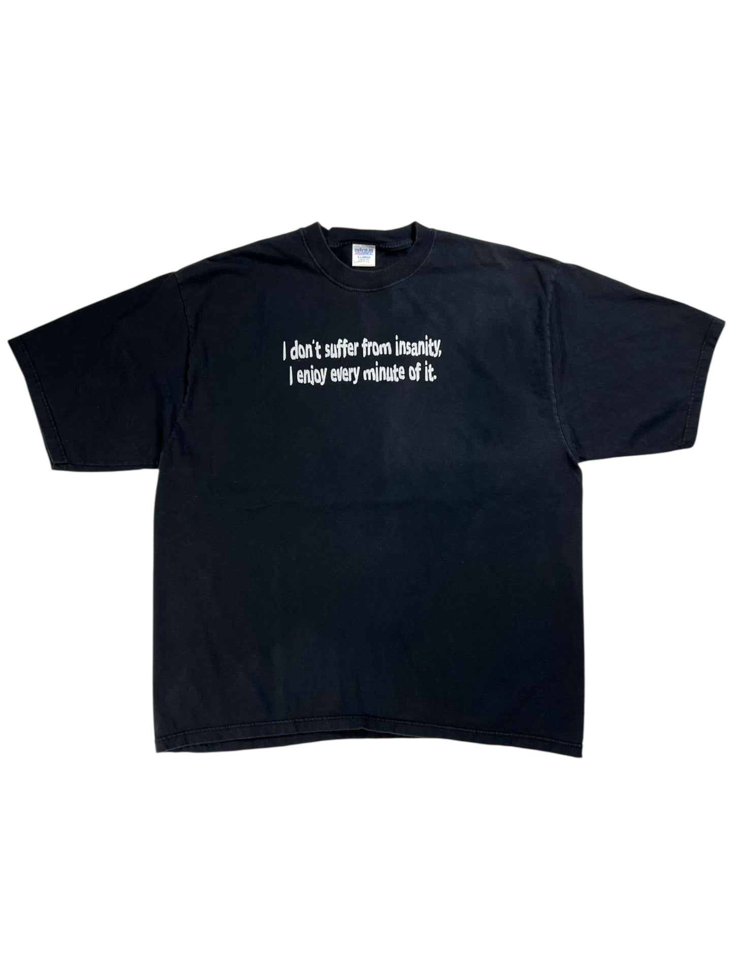 Vintage 90s “I don’t suffer from insanity, I enjoy every minute of it.” text tee (XL)