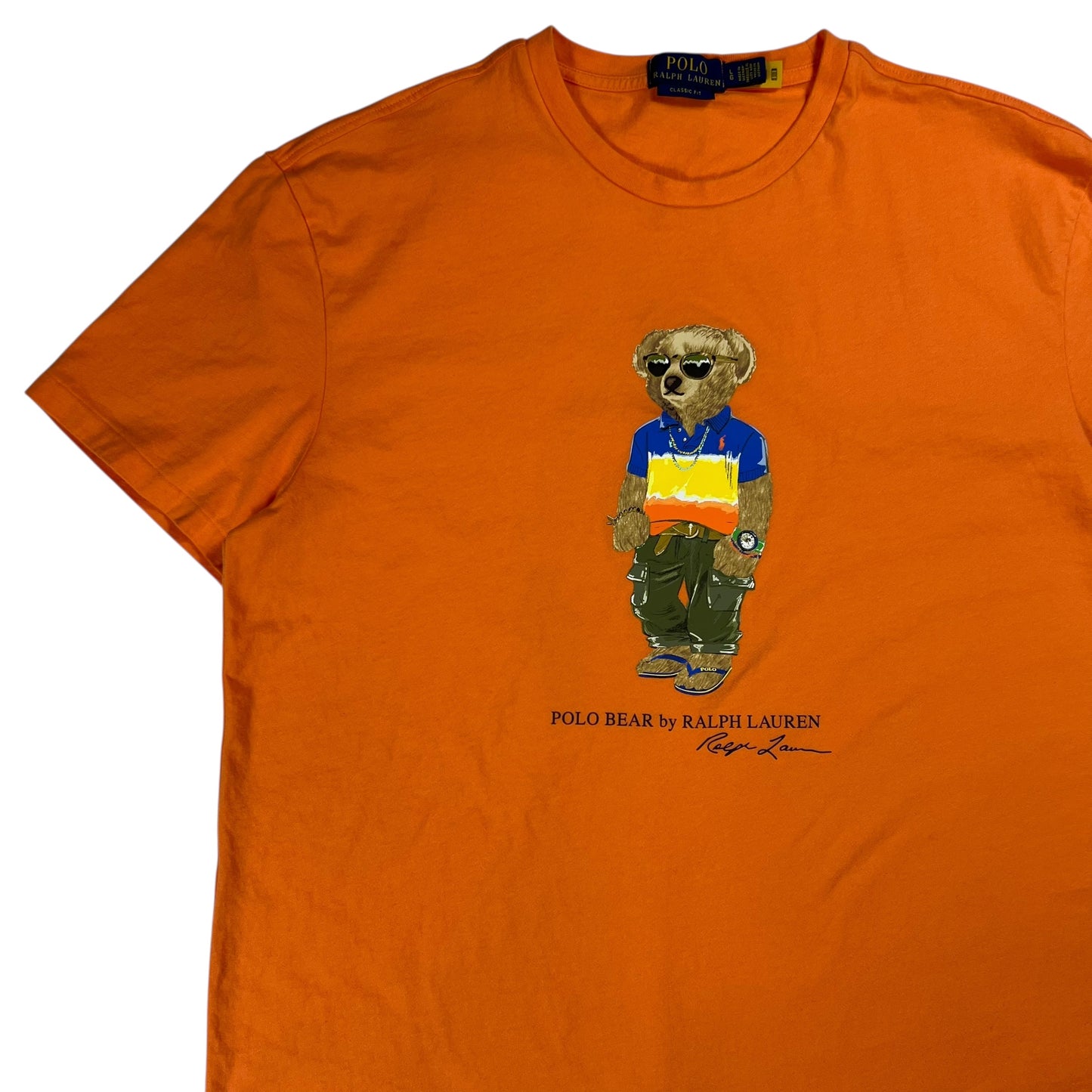 Y2K Polo Ralph Lauren Polo Bear orange tee (L)