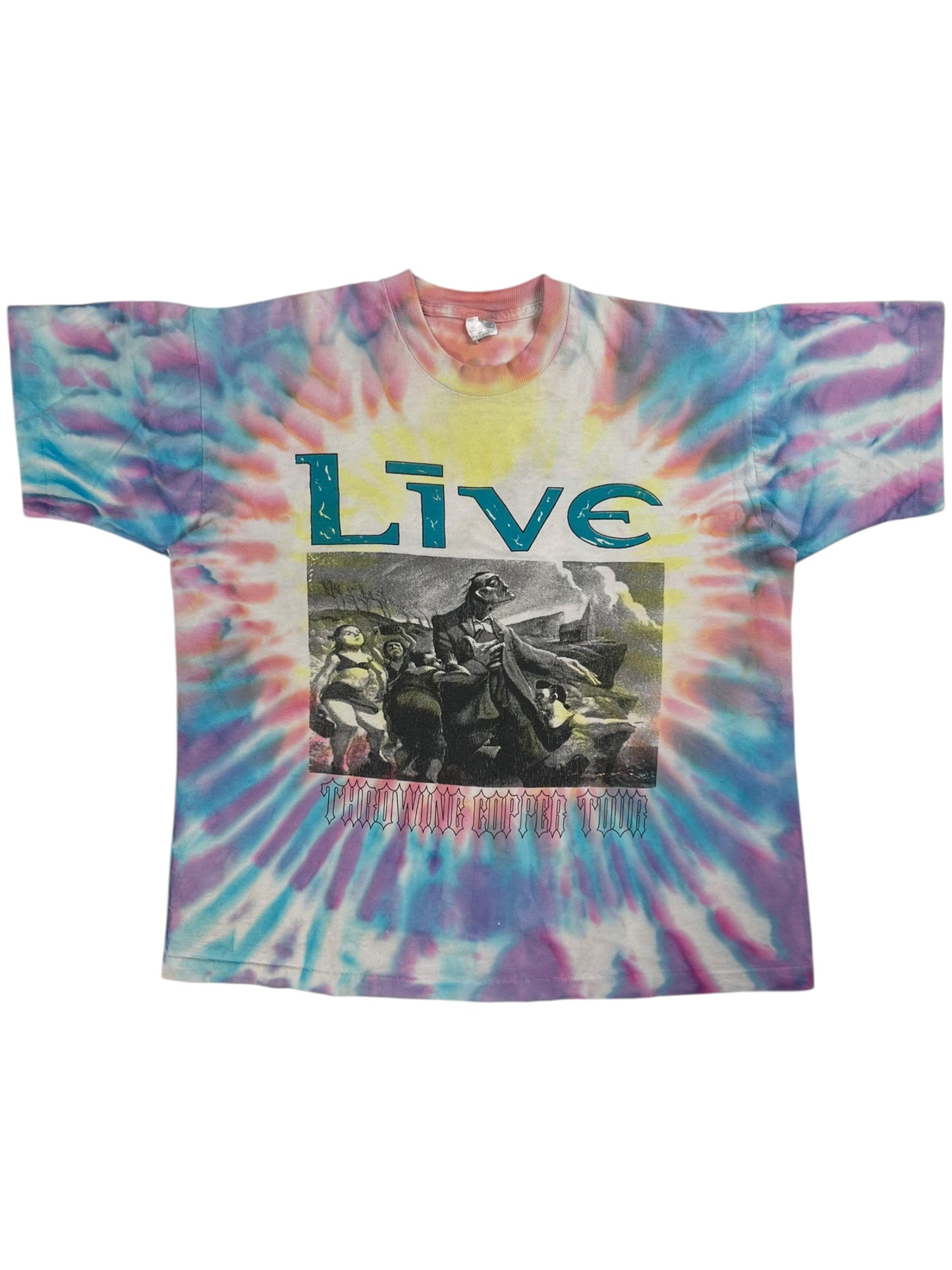 Vintage 90s Live Throwing Copper Tour tie dye band tee (L)