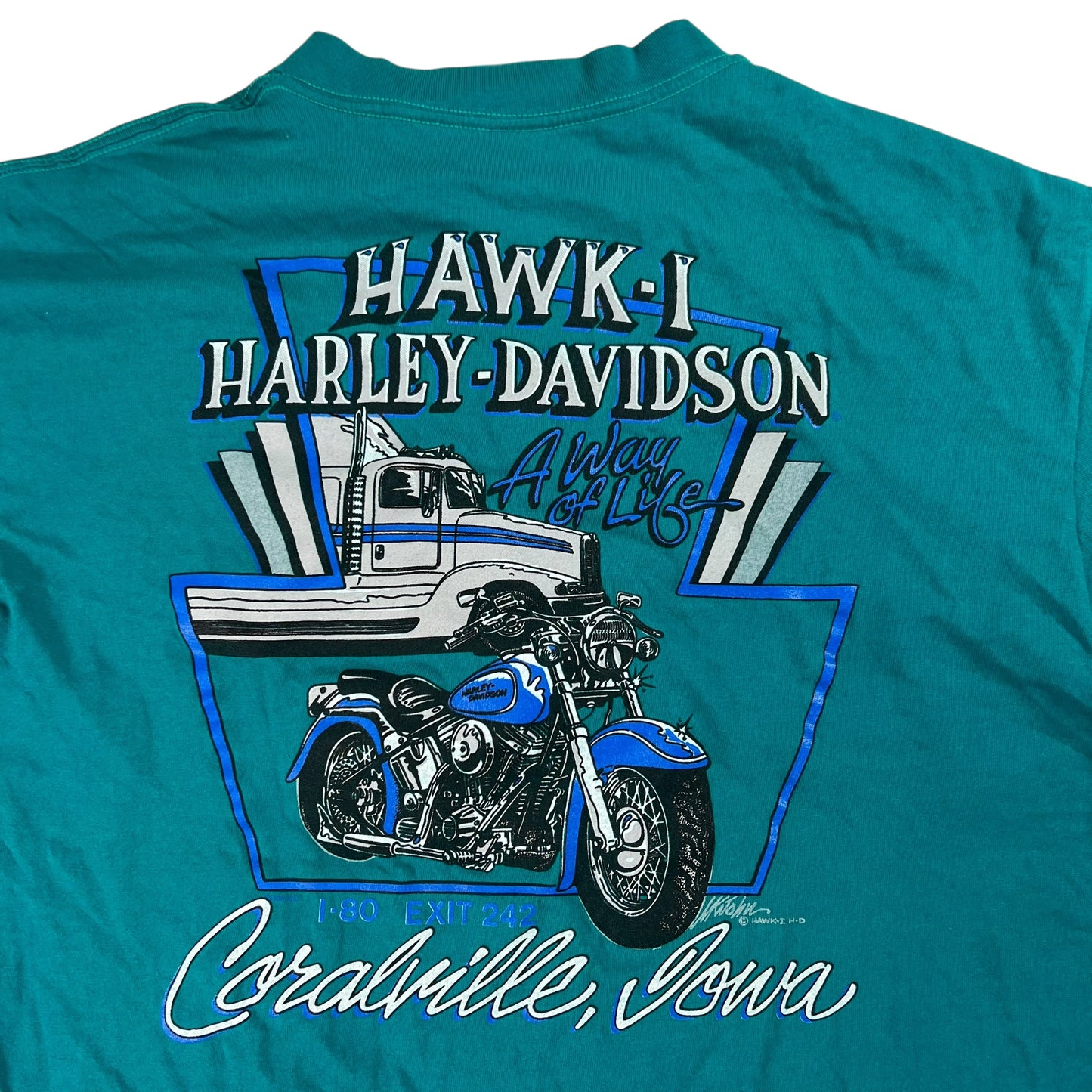 Vintage 90s Hawk-I Harley Davidson Iowa biker tee (XL)