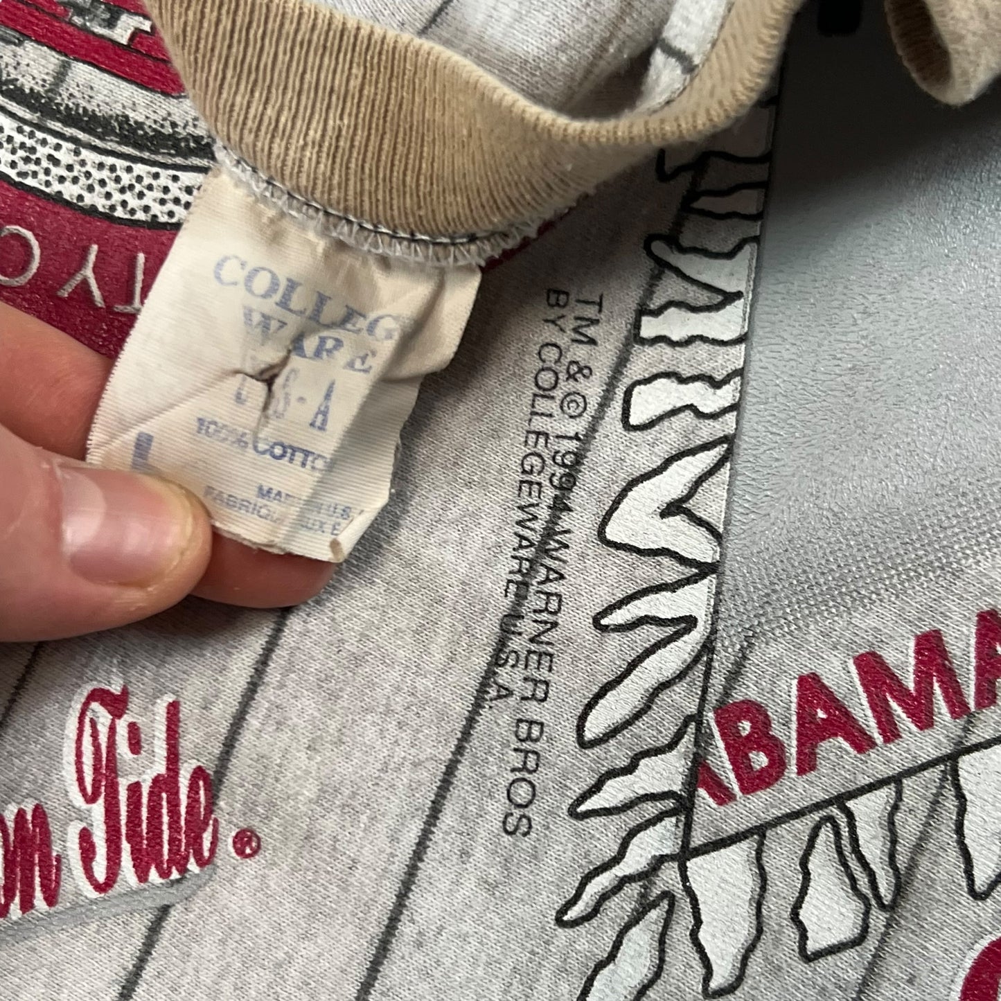 Vintage 1994 Looney Tunes Taz Alabama Crimson Tide long sleeve shirt (L)