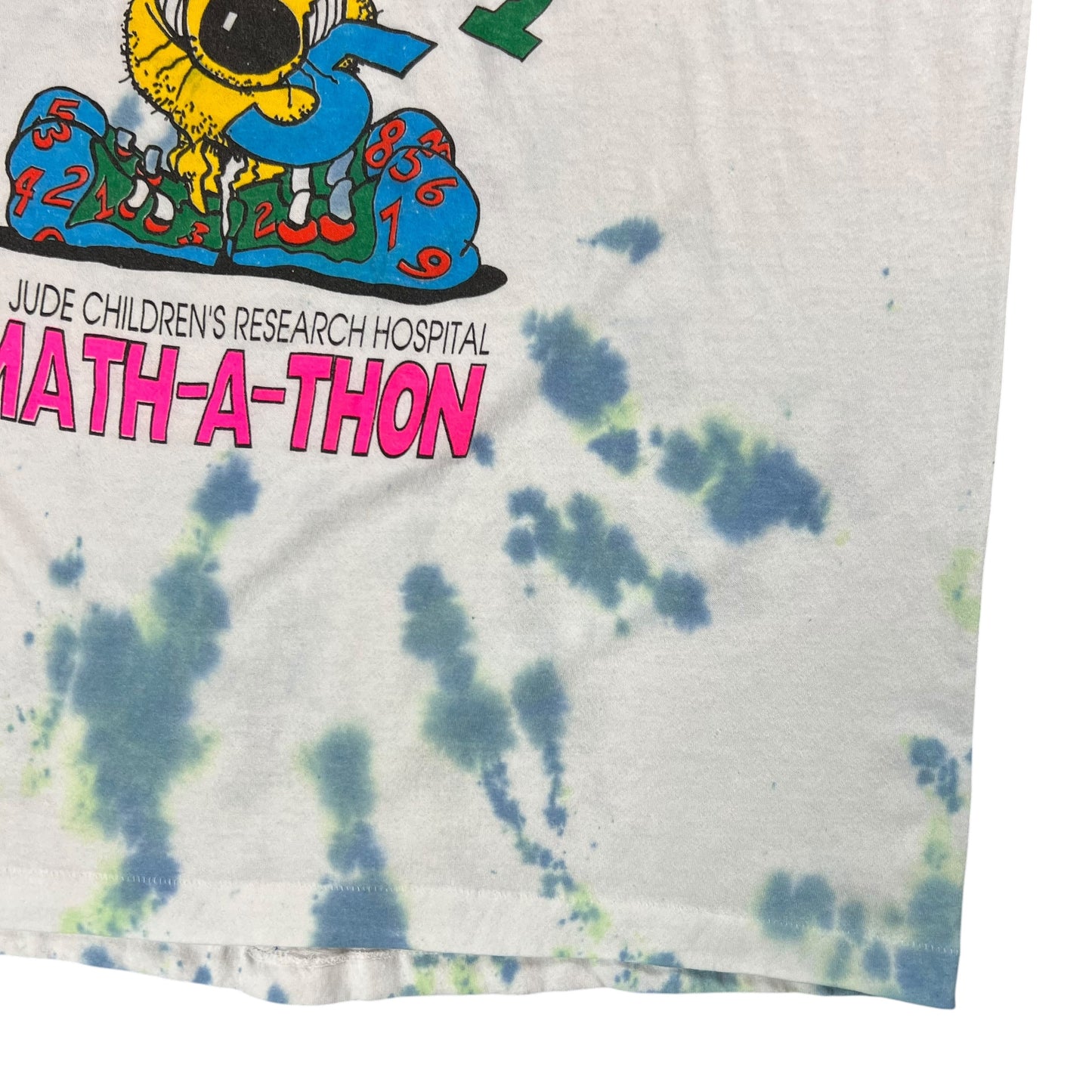 Vintage 80s Math-A-Thon Take A Bite Out Of Math tie dye tee (L)