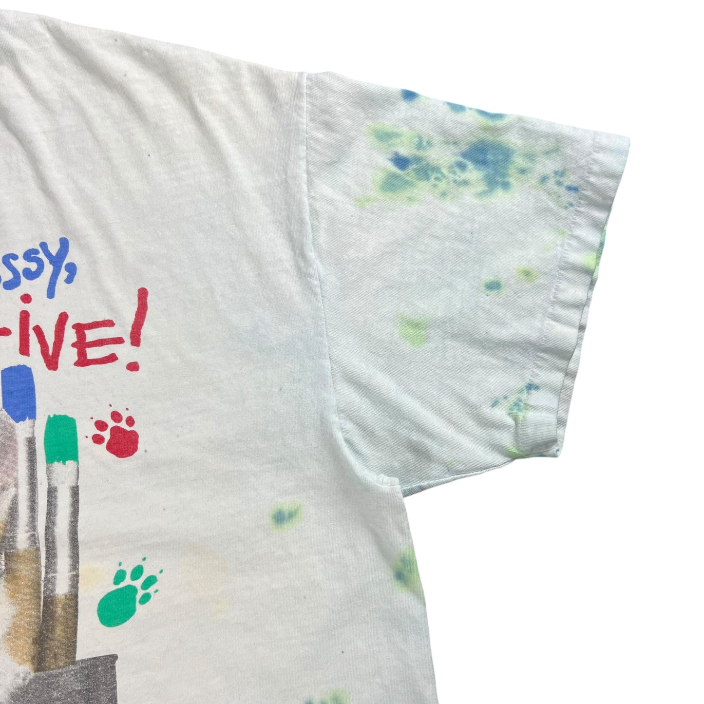 Vintage 1993 I’m not messy, I’m creative! tie dye cat tee (L)