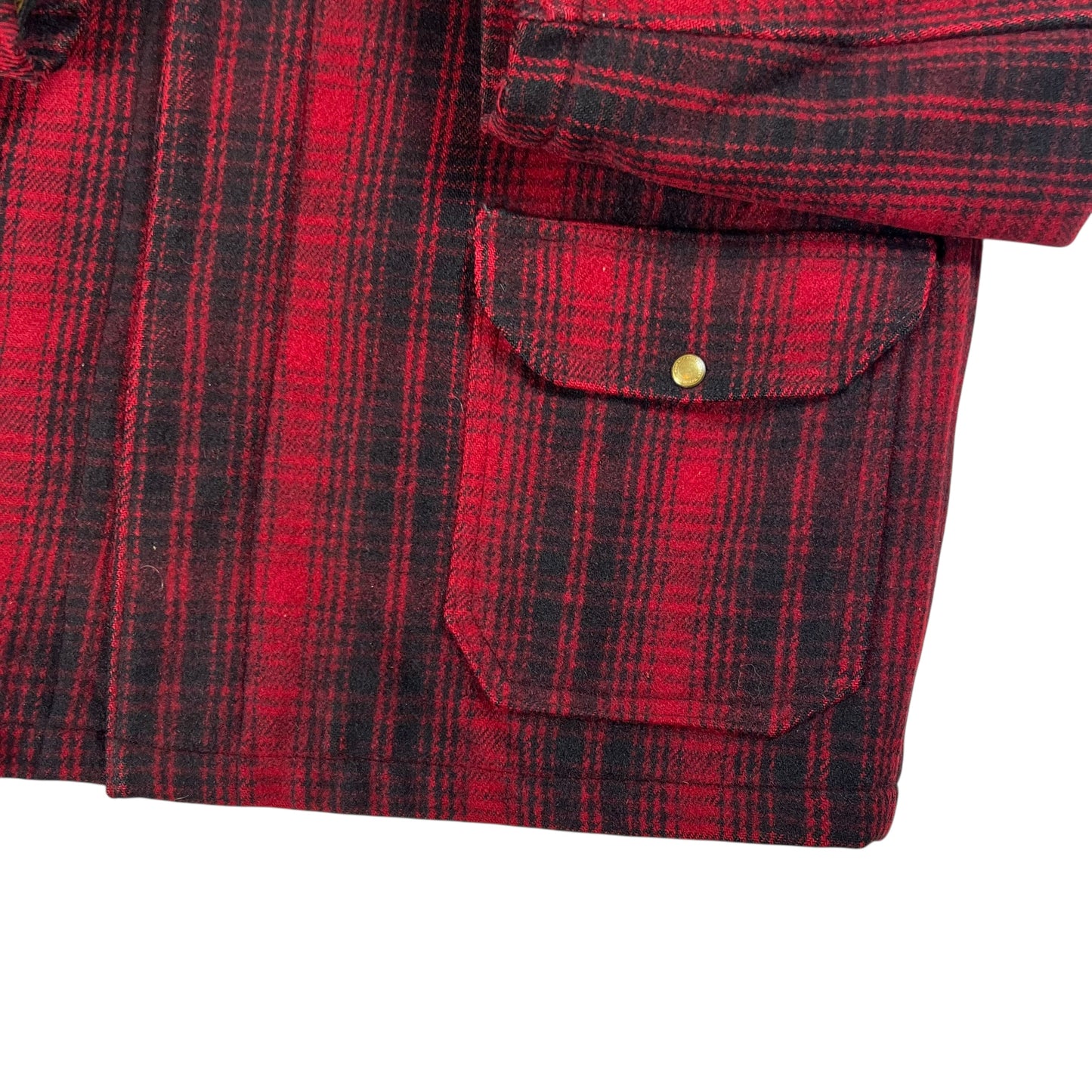 Vintage 1950s Woolrich buffalo plaid mackinaw red wool jacket (XL)