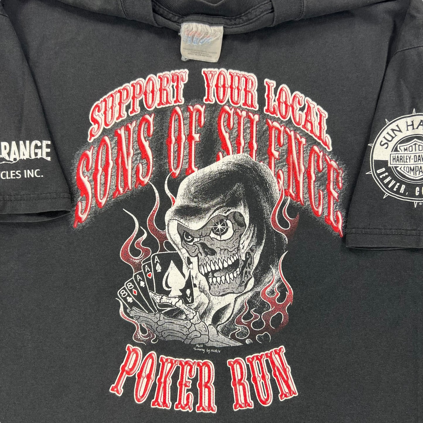 Vintage 1998 Sons of Silence outlaw biker club poker run tee (XL)
