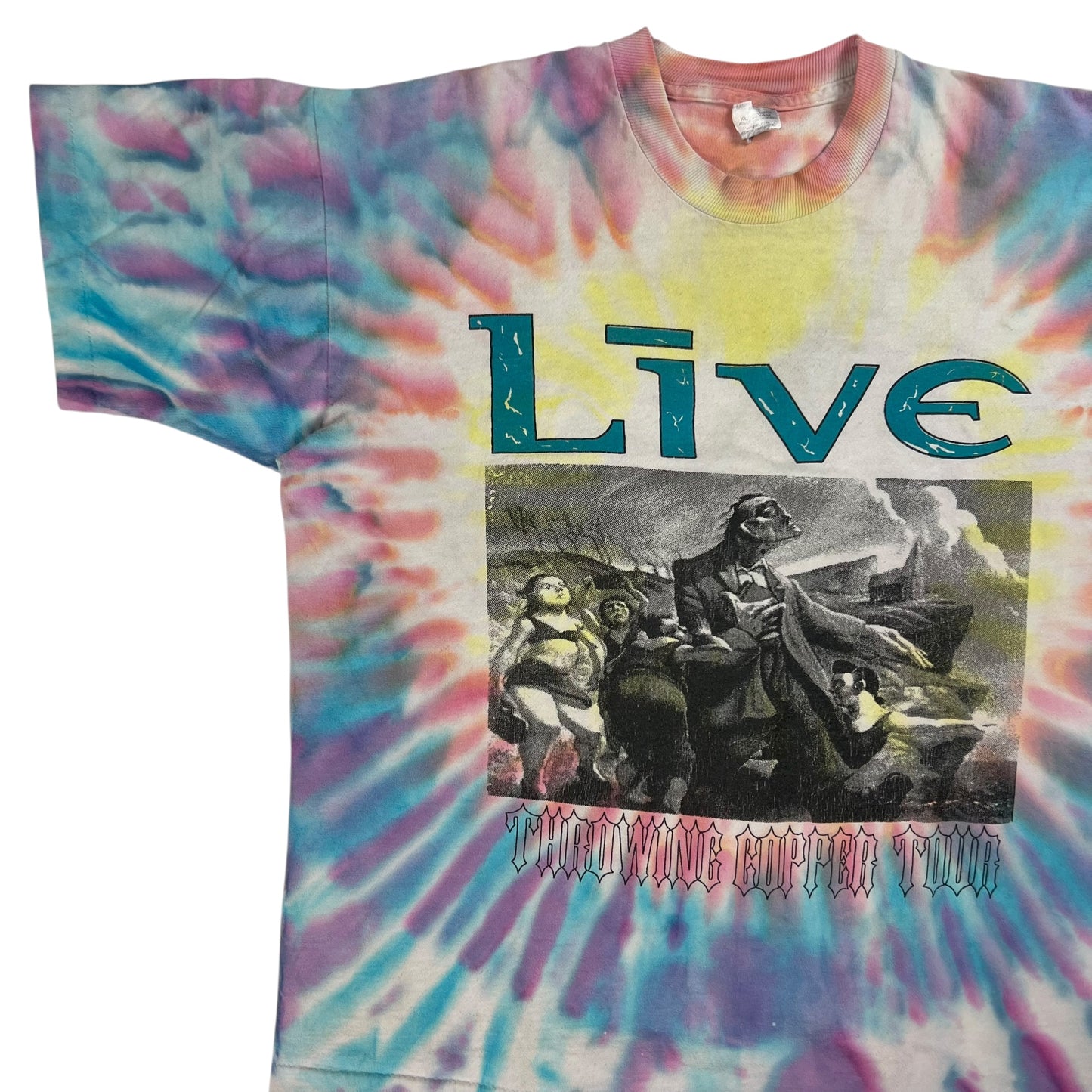 Vintage 90s Live Throwing Copper Tour tie dye band tee (L)
