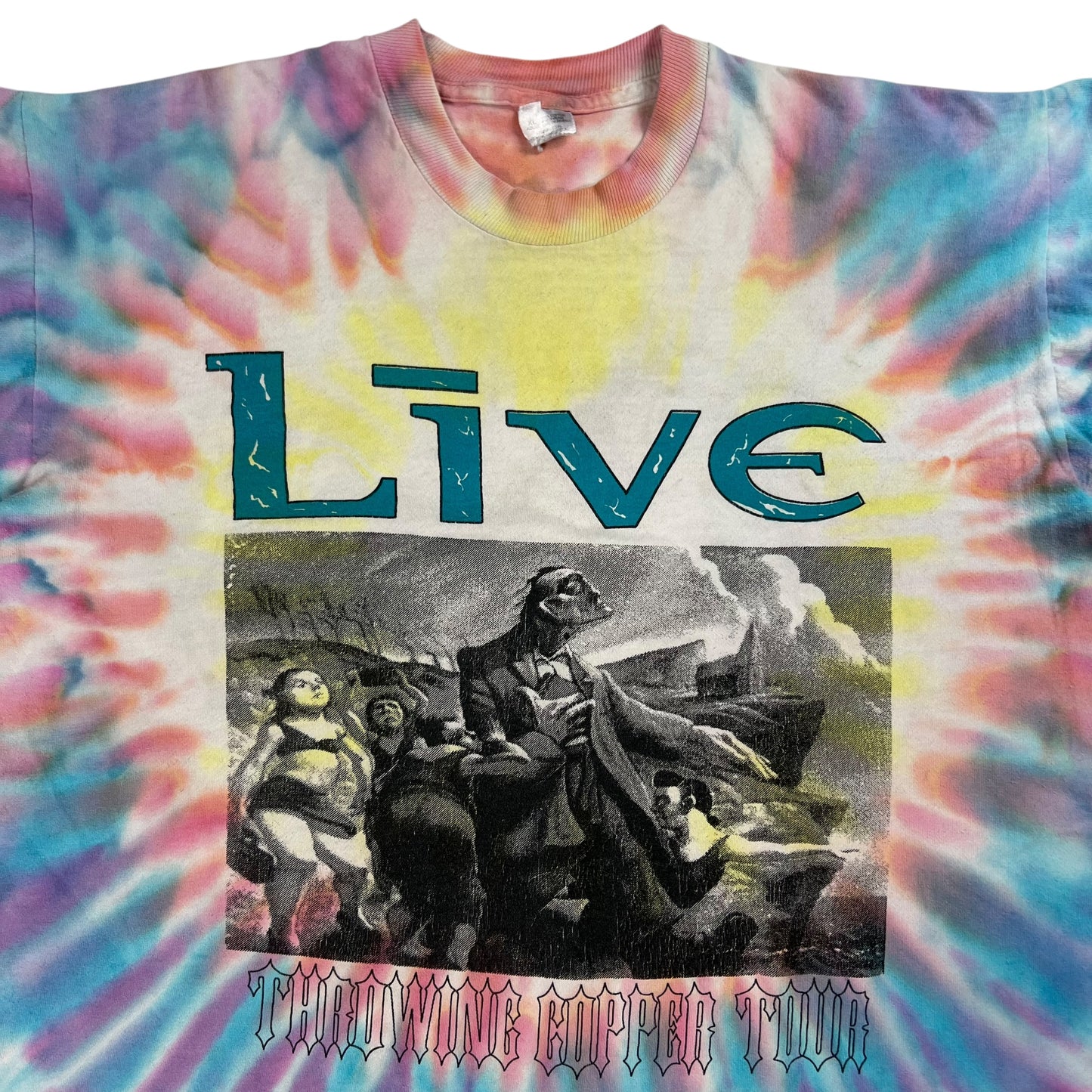 Vintage 90s Live Throwing Copper Tour tie dye band tee (L)