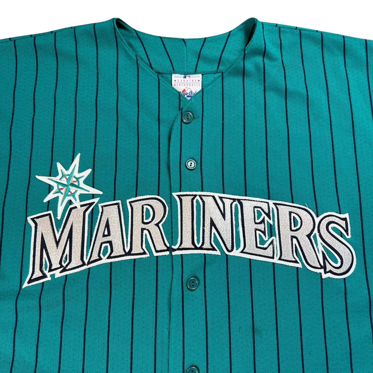 Vintage 90s Majestic Seattle Mariners pin stripe MLB jersey (XL)