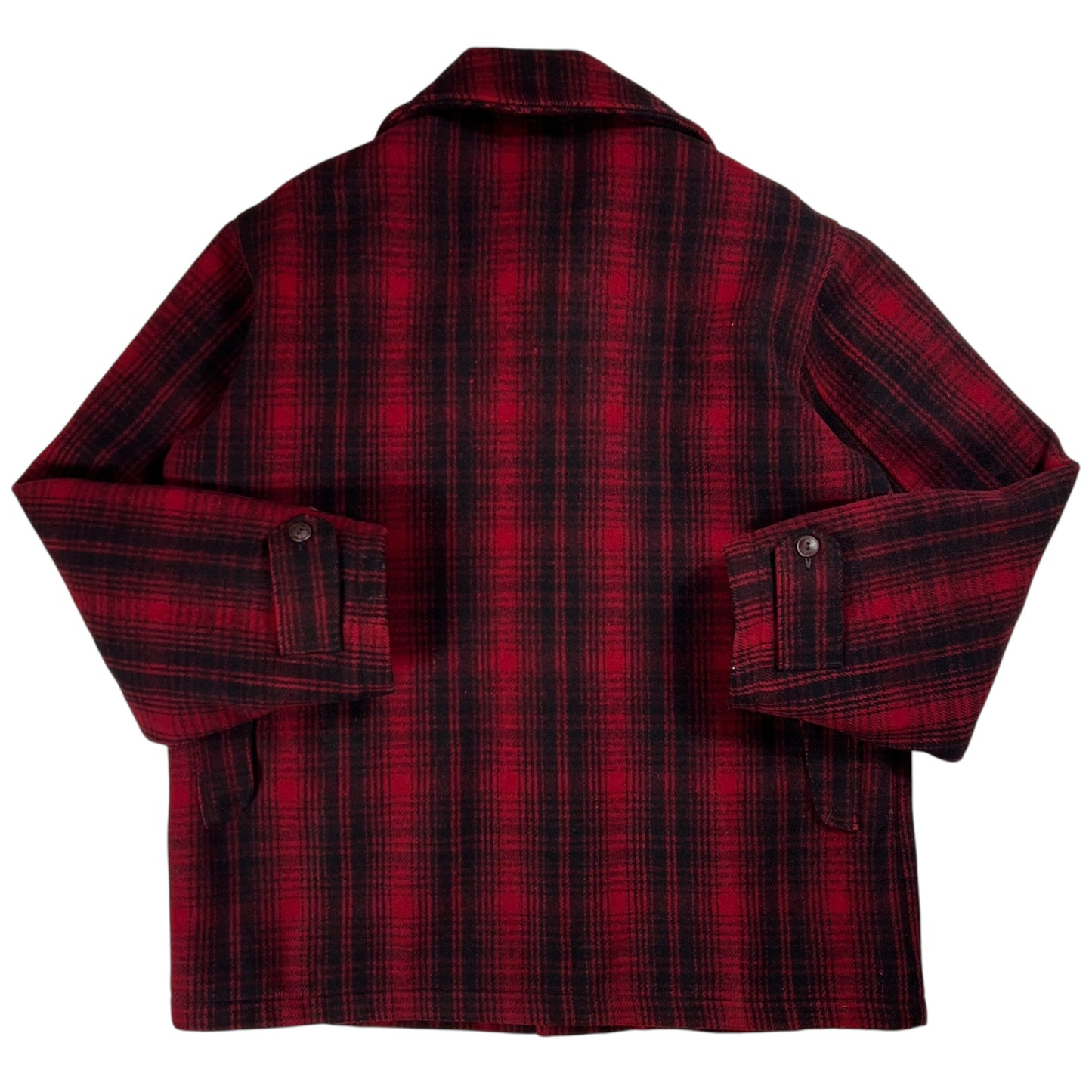 Vintage 1950s Woolrich buffalo plaid mackinaw red wool jacket (XL)