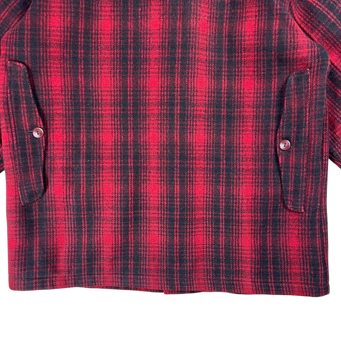 Vintage 1950s Woolrich buffalo plaid mackinaw red wool jacket (XL)