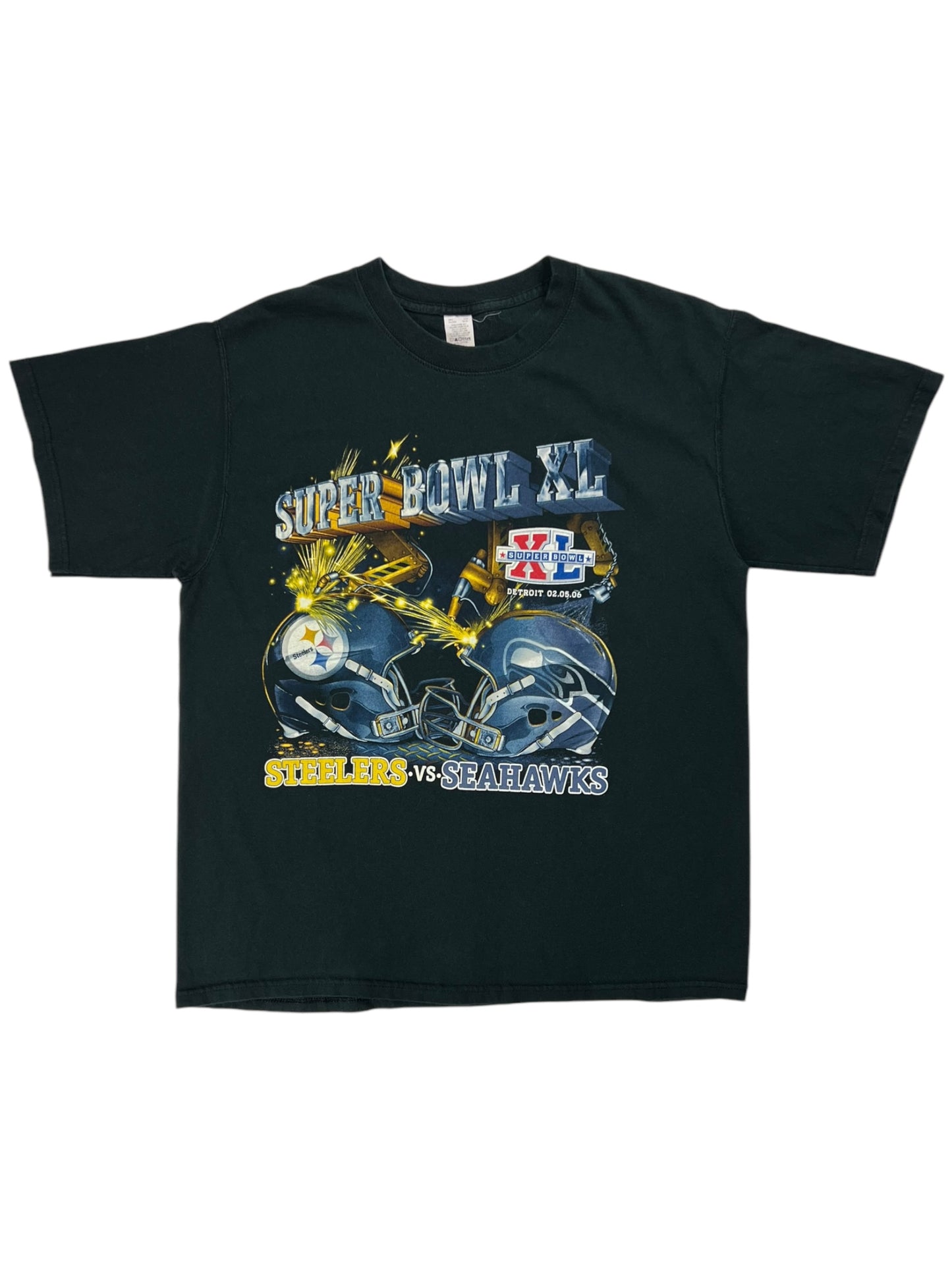 Vintage 2006 Super Bowl XL Pittsburgh Steelers Seattle Seahawks tee (L)