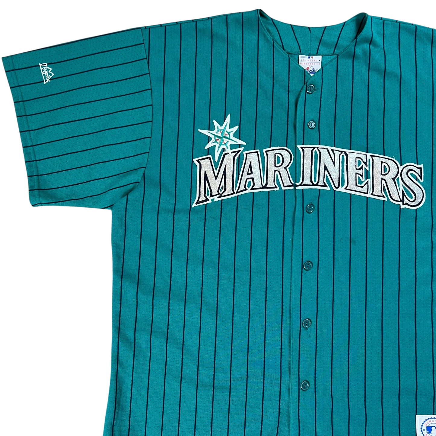 Vintage 90s Majestic Seattle Mariners pin stripe MLB jersey (XL)