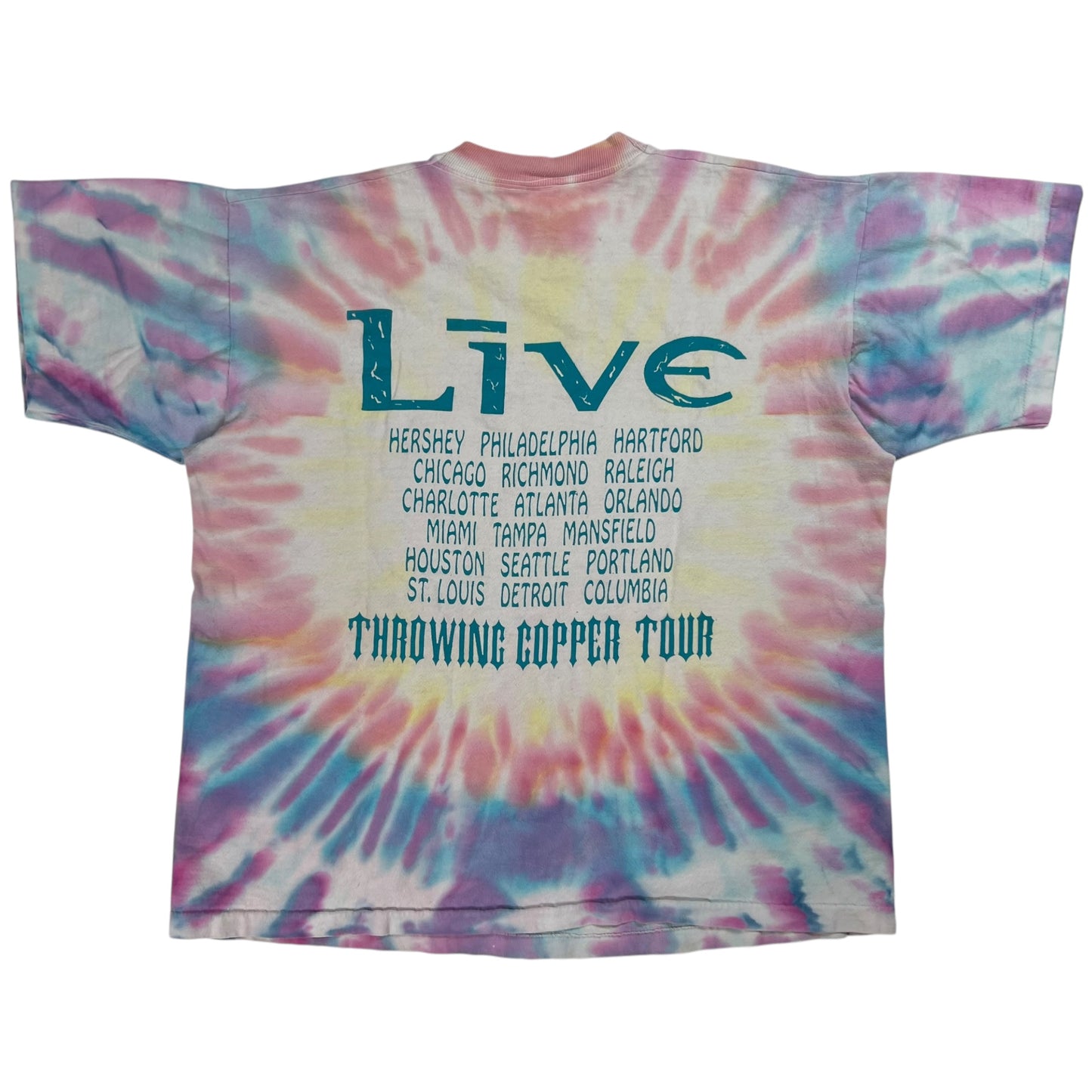 Vintage 90s Live Throwing Copper Tour tie dye band tee (L)