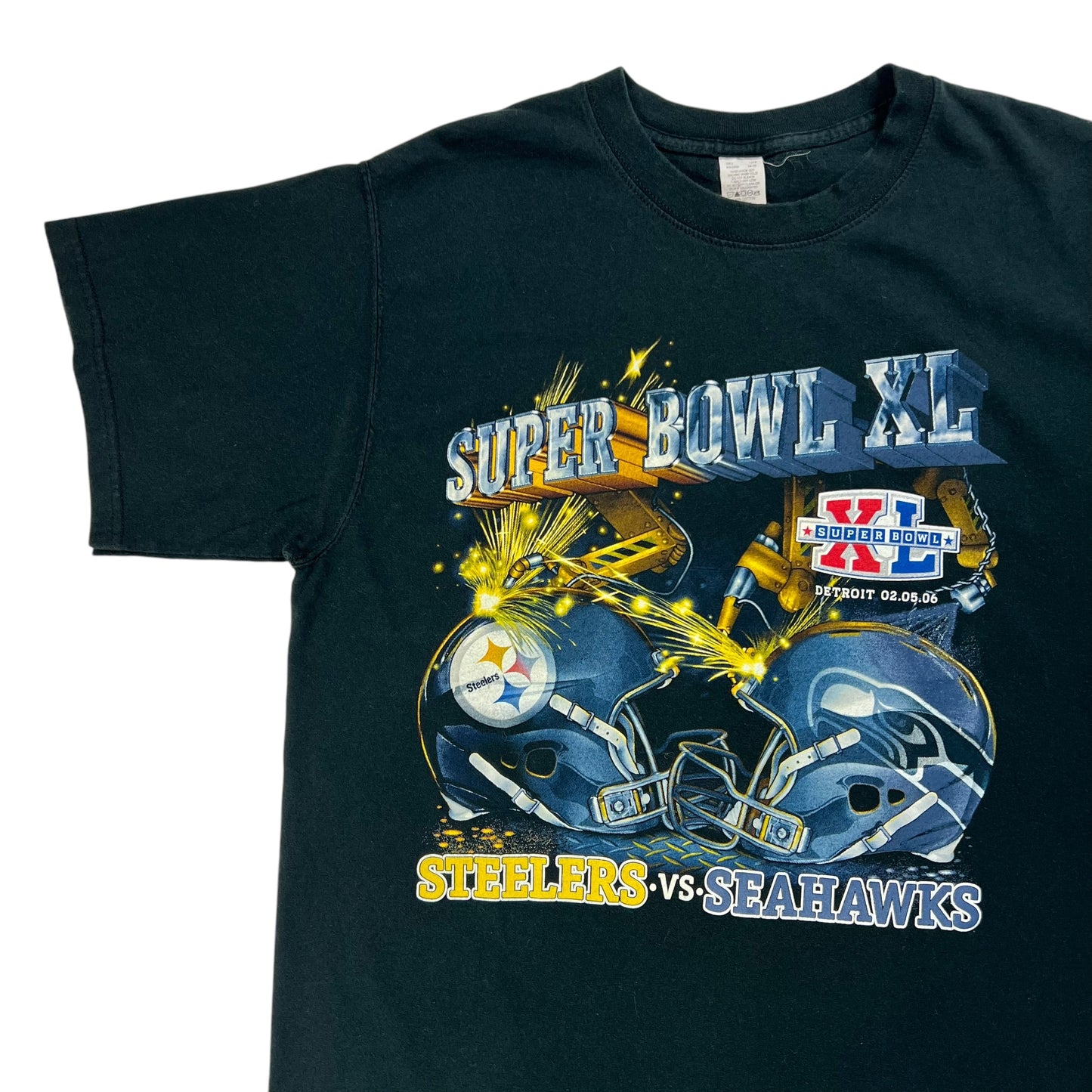 Vintage 2006 Super Bowl XL Pittsburgh Steelers Seattle Seahawks tee (L)
