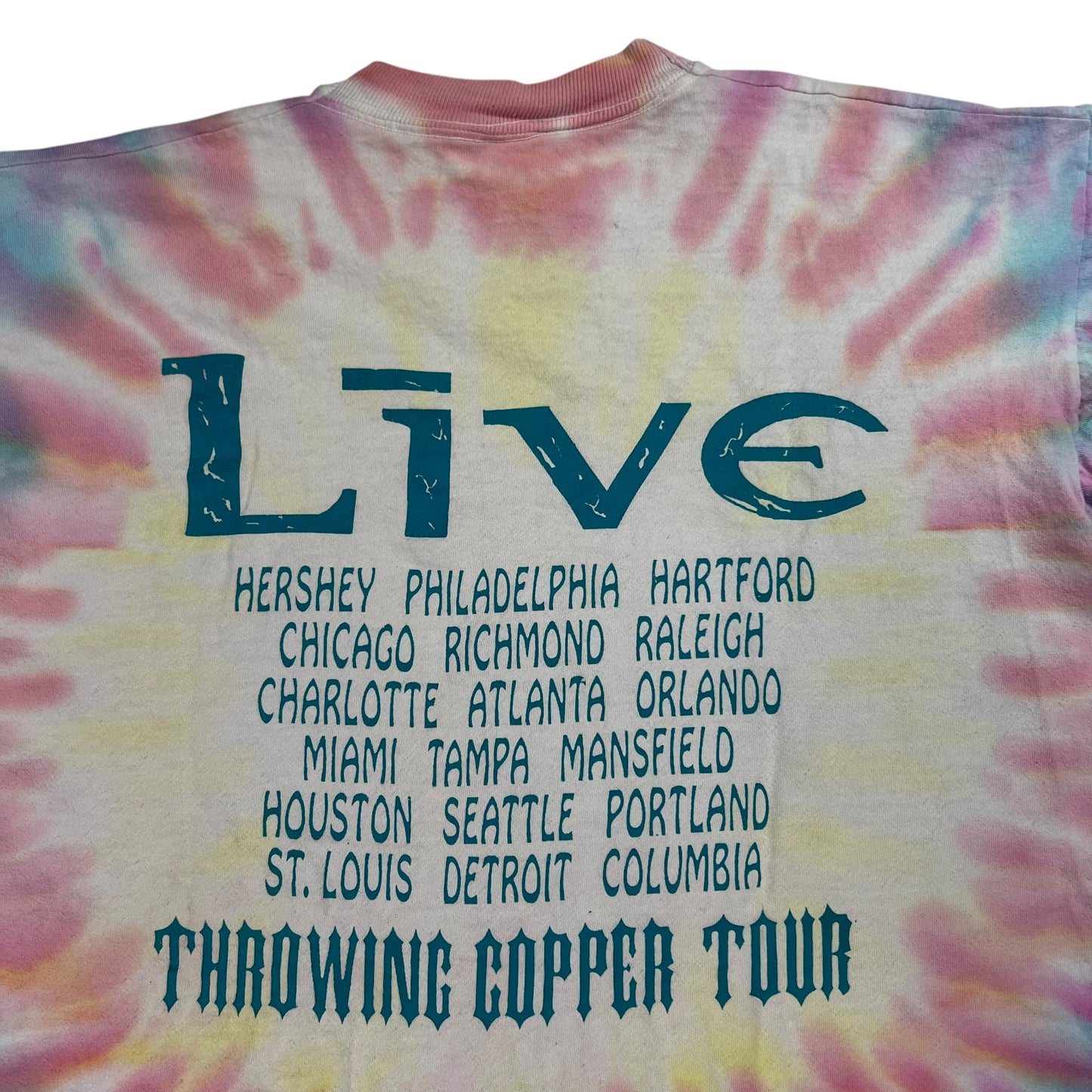 Vintage 90s Live Throwing Copper Tour tie dye band tee (L)