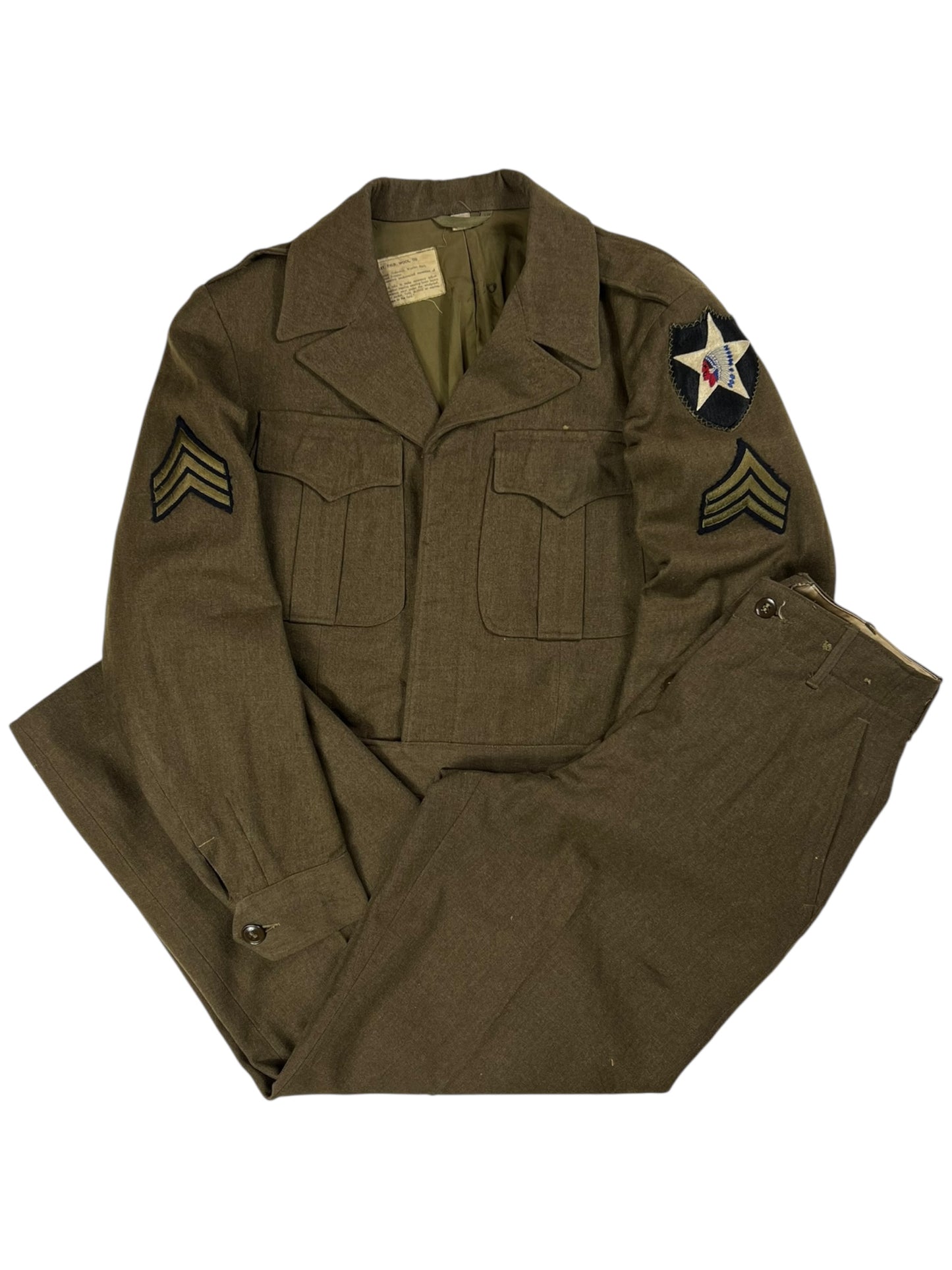 Vintage 1940s United States Army World War 2 II 2nd infantry jacket pants (S)