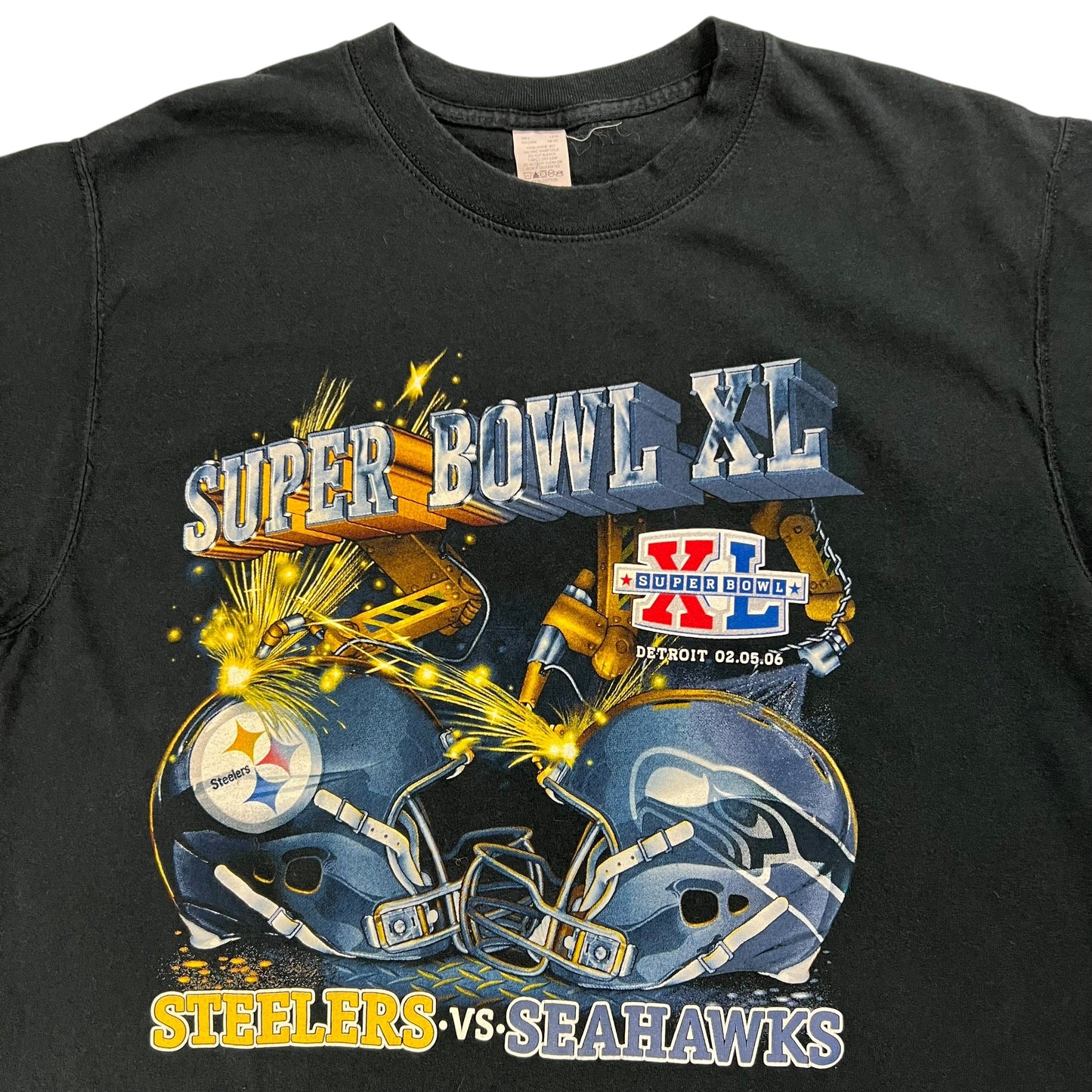 Vintage 2006 Super Bowl XL Pittsburgh Steelers Seattle Seahawks tee (L)