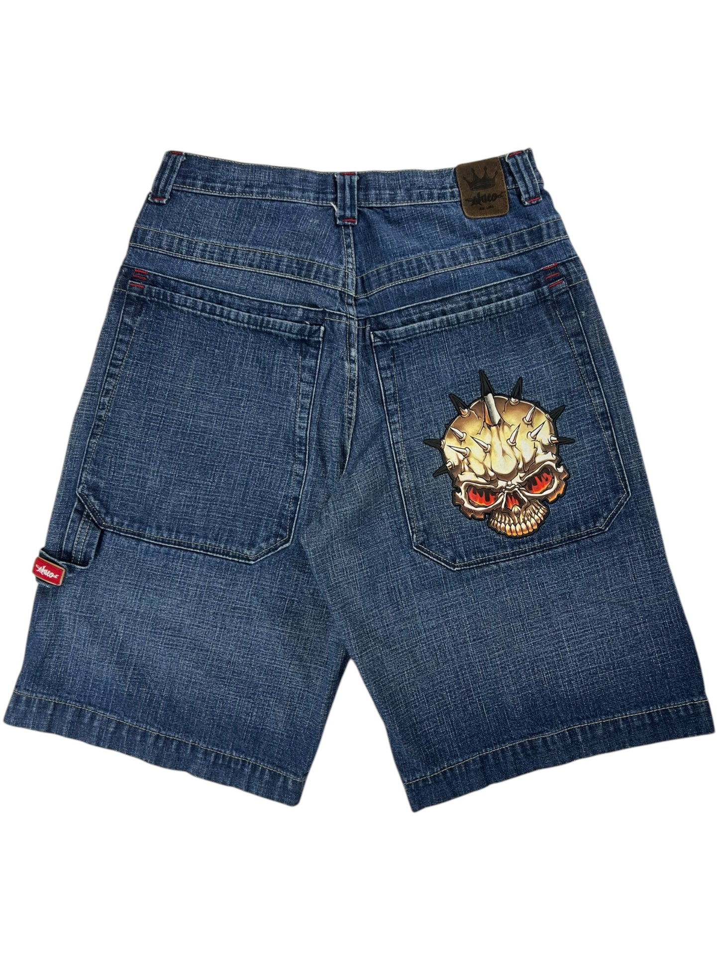 Vintage Y2K JNCO Jeans skull baggy denim shorts (29)