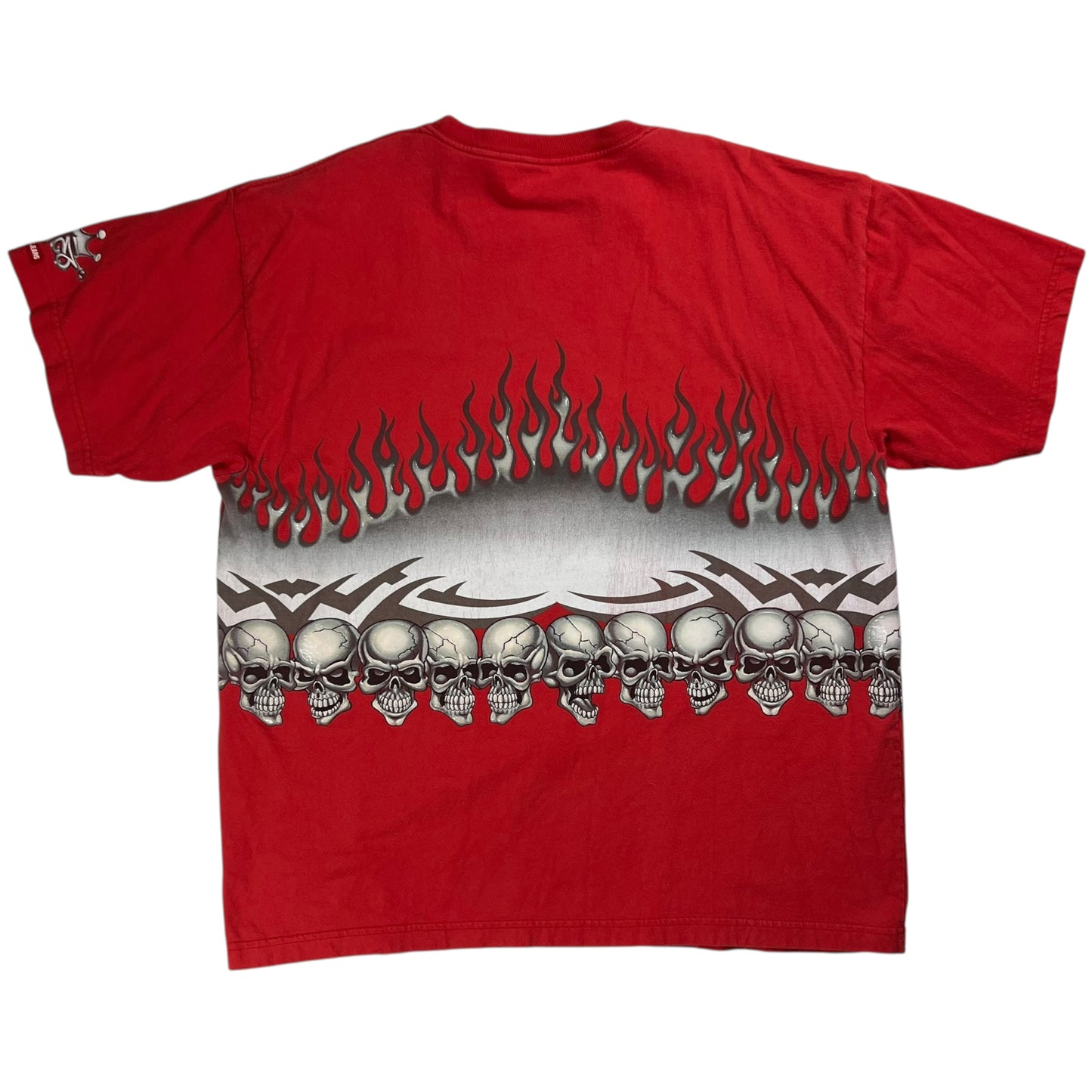 Vintage Y2K JNCO Jeans all over print wrap around skulls tee (XL)