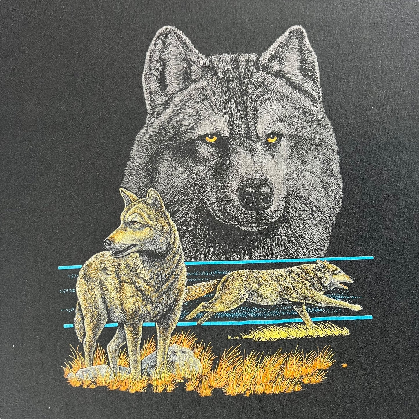 Vintage 90s Wolf nature print animal tee (XL)