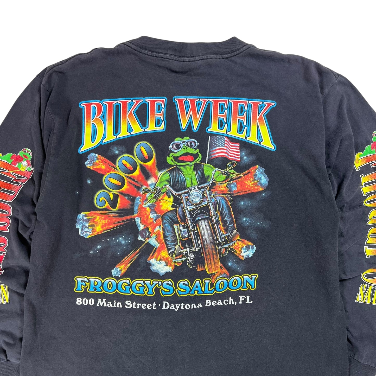 Vintage 2000 Bike Week Froggy’s Saloon long sleeve print shirt (L)