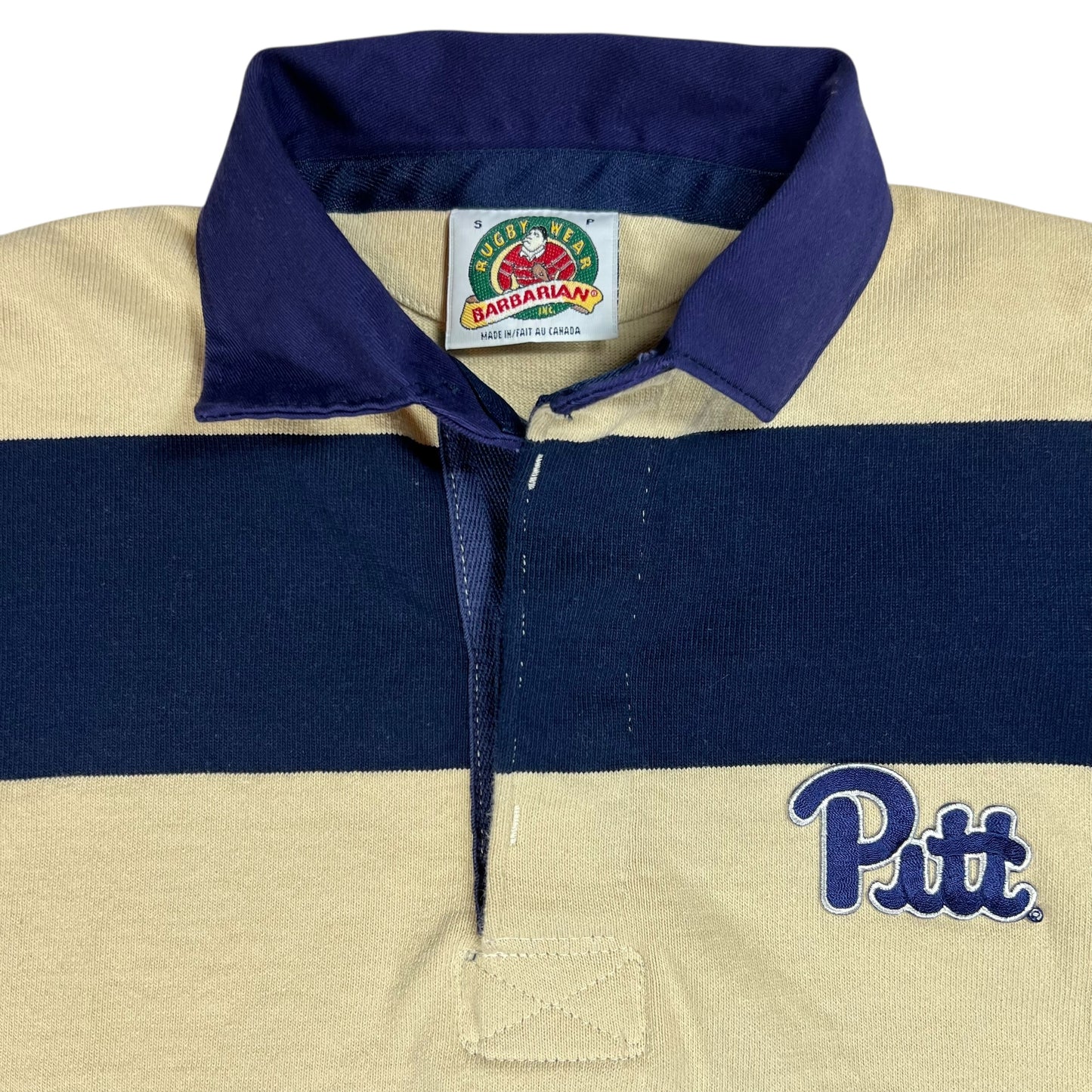 Vintage Y2K Pitt Panthers University of Pittsburgh striped polo rugby shirt (S)