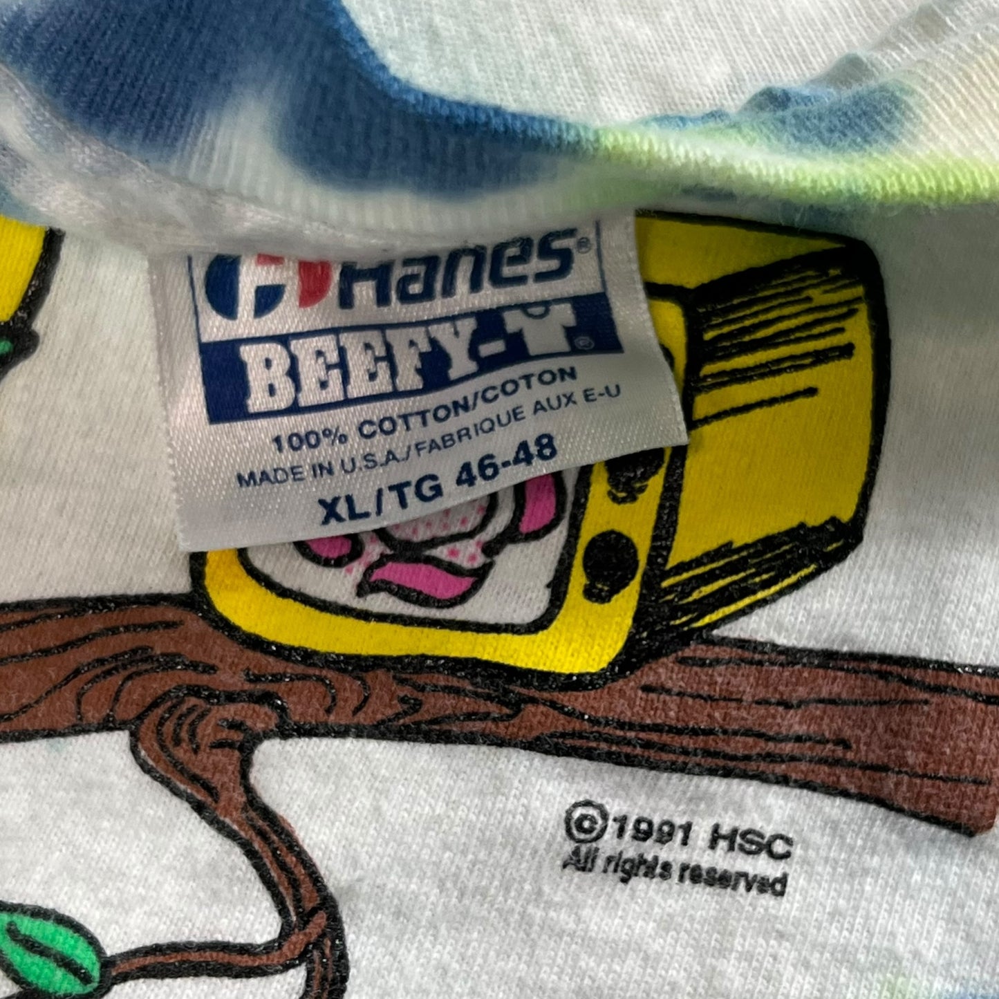 Vintage 1991 Lovebird Priorities shopping tie dye tee (L)