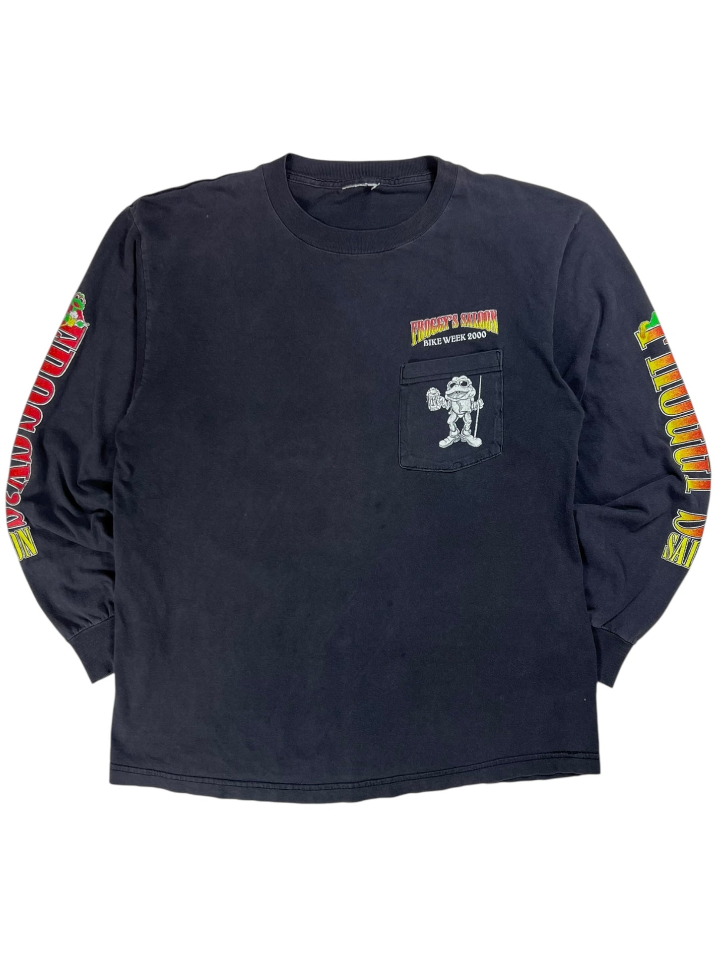 Vintage 2000 Bike Week Froggy’s Saloon long sleeve print shirt (L)
